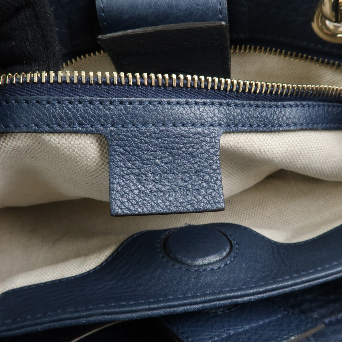 GUCCI Bamboo Shopper Small Leather 2Way Bag Tote Bag Navy 336032
