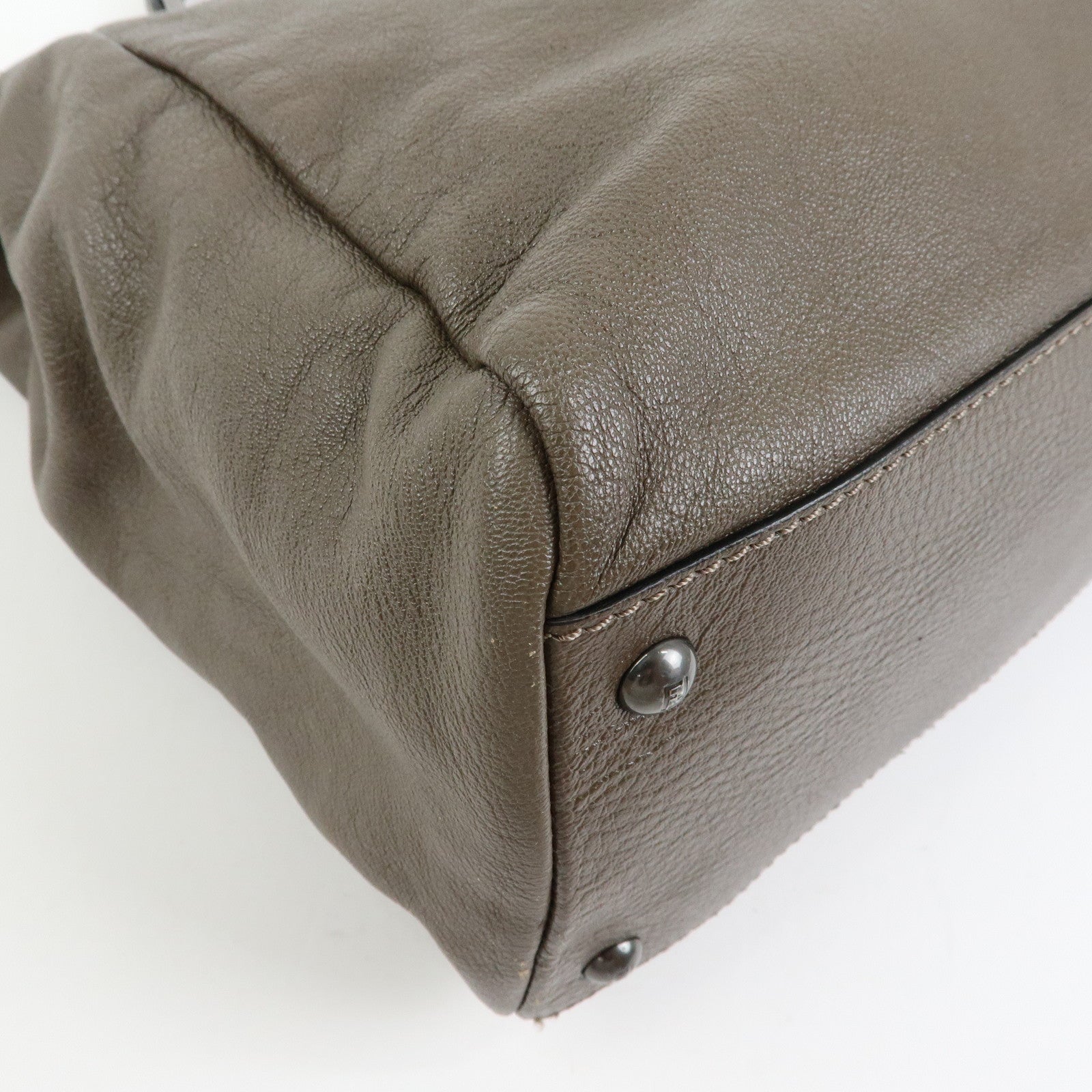 FENDI Peekaboo Large Leather 2Way Bag Shoulder Bag Brown 8BN210