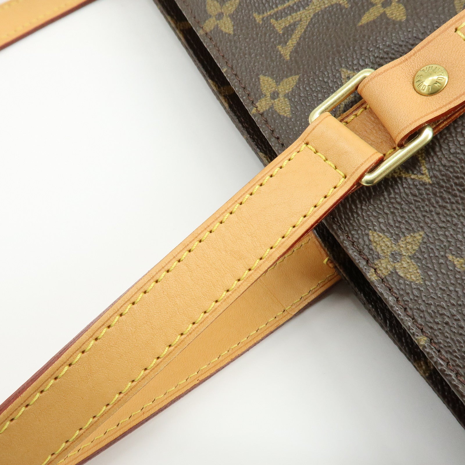 Louis Vuitton Monogram Sac Shopping Canvas Shoulder Bag Brown M51108