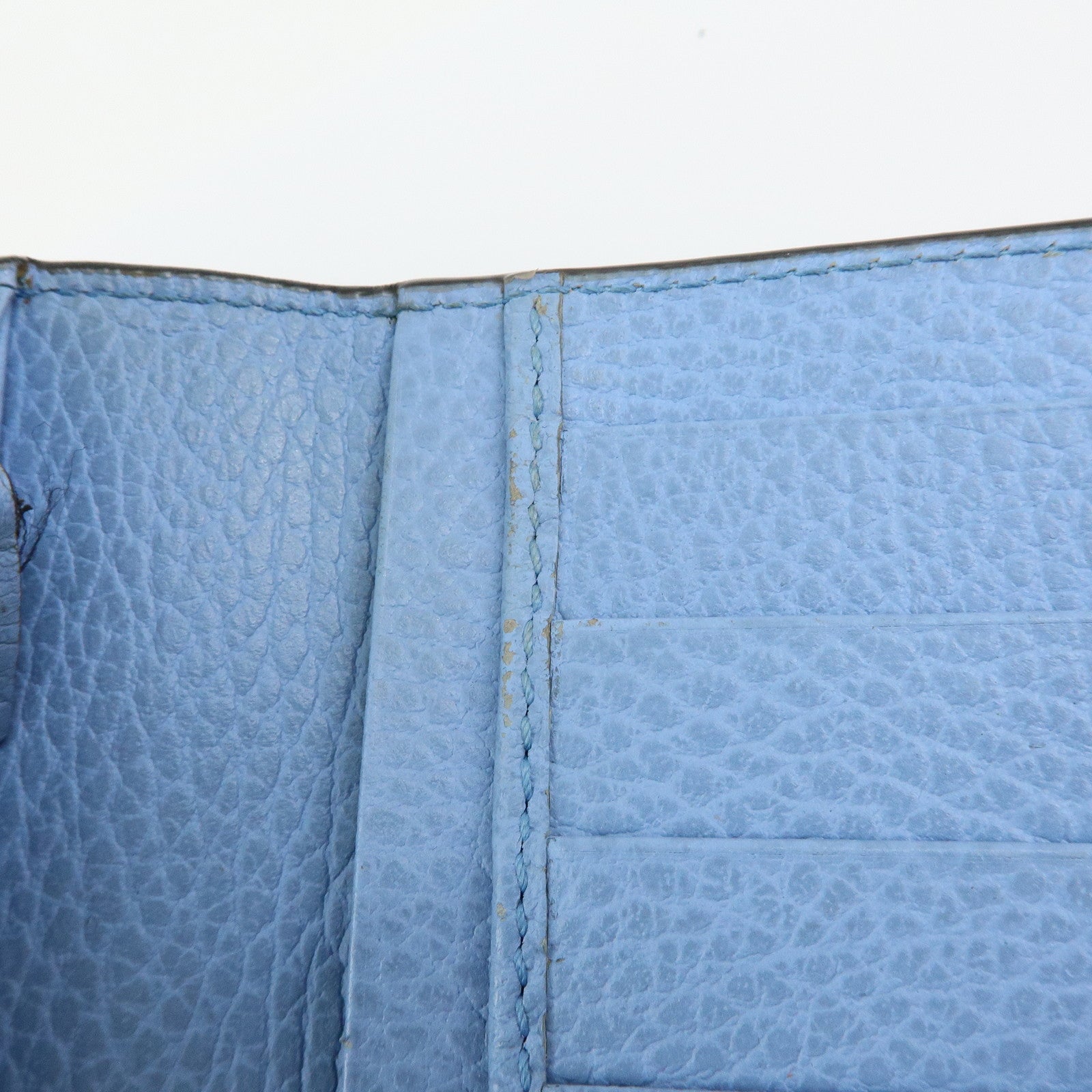 GUCCI Interlocking G Leather Flap Bi-fold Long Wallet Light Blue 449279