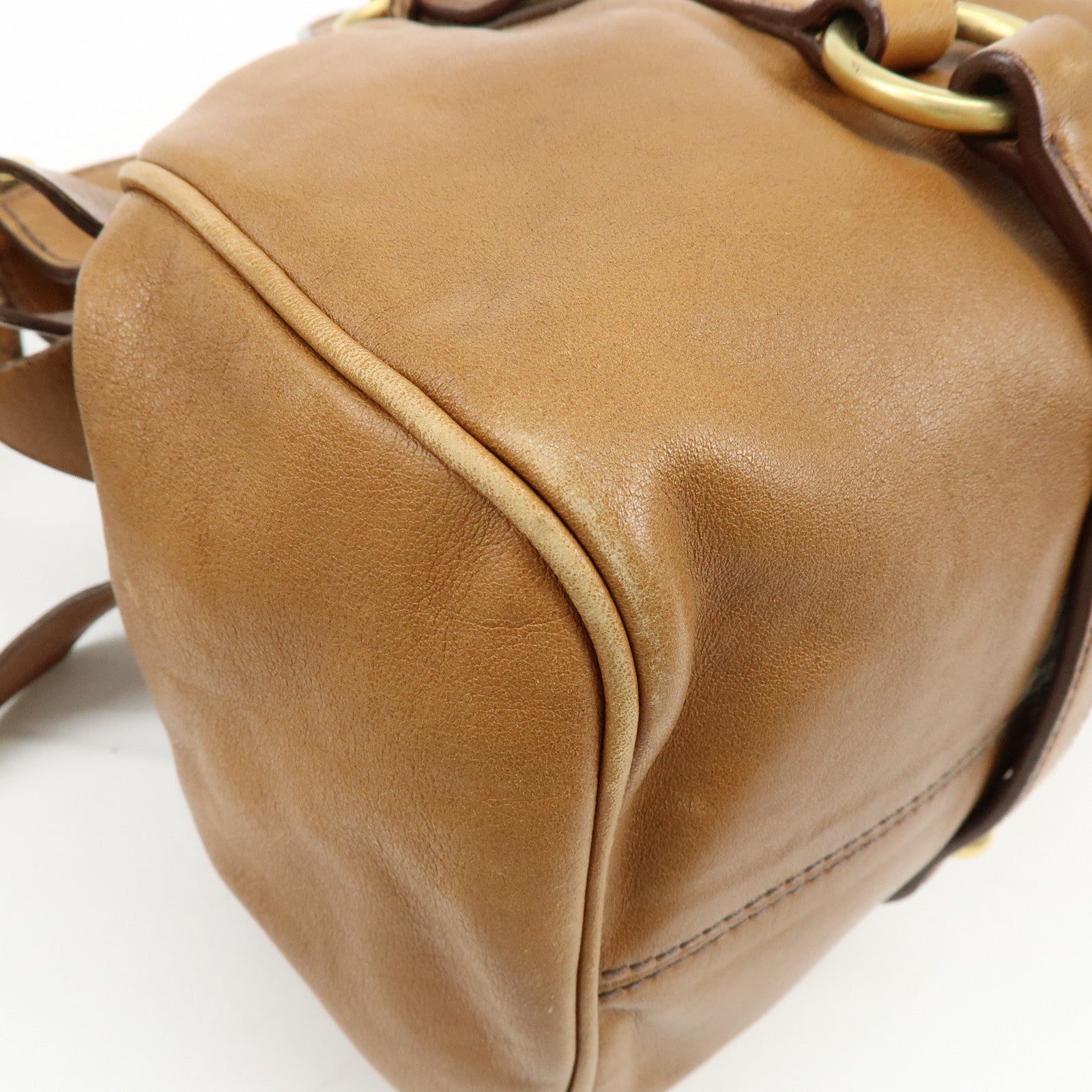 MIU MIU Leaether Ribbon 2Way Bag Hand Bag Shoulder Bag Brown