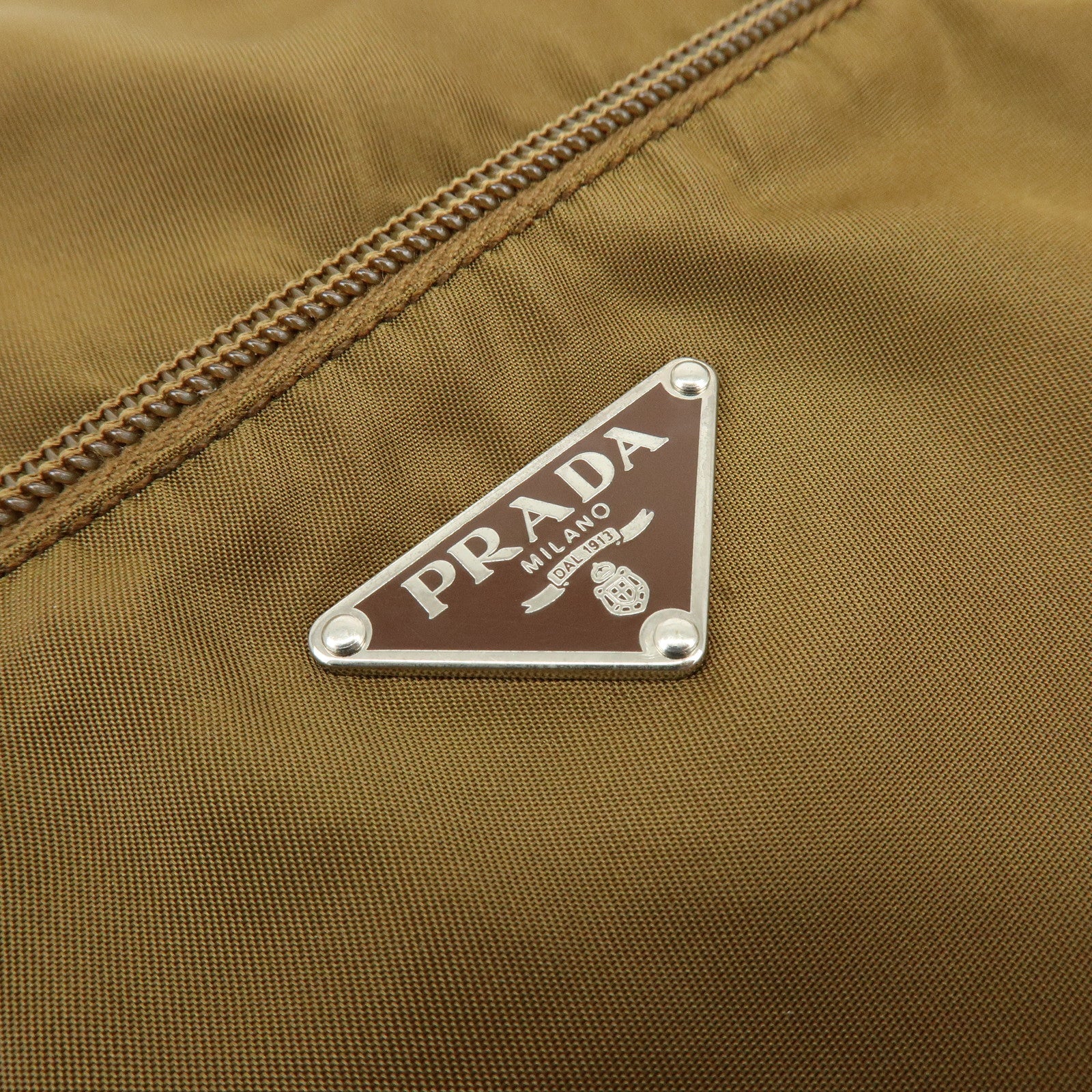 PRADA Triangle Logo Nylon Shoulder Bag Crossbody Bag Khaki