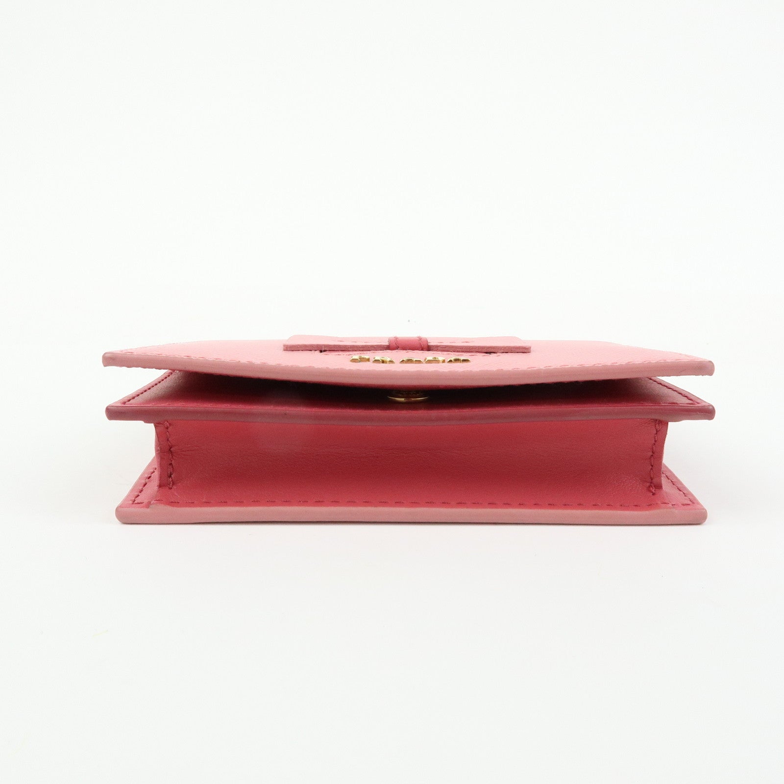 PRADA Ribbon Motif Saffiano Leather Card Case Card Holder Pink