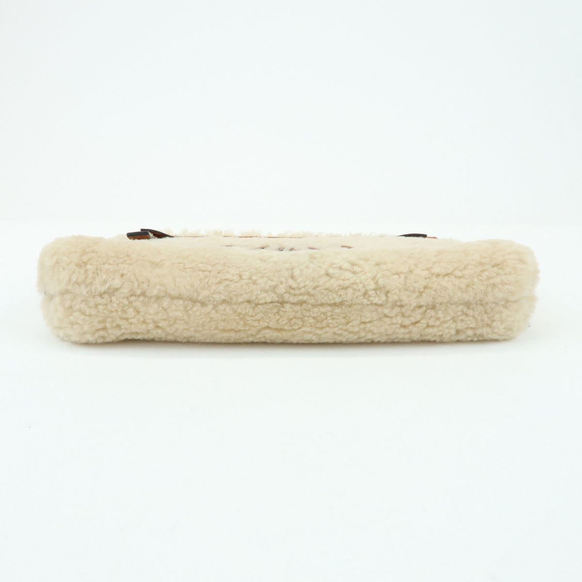 LOEWE Anagram Shearling Leather Clutch Bag Pouch Beige Brown