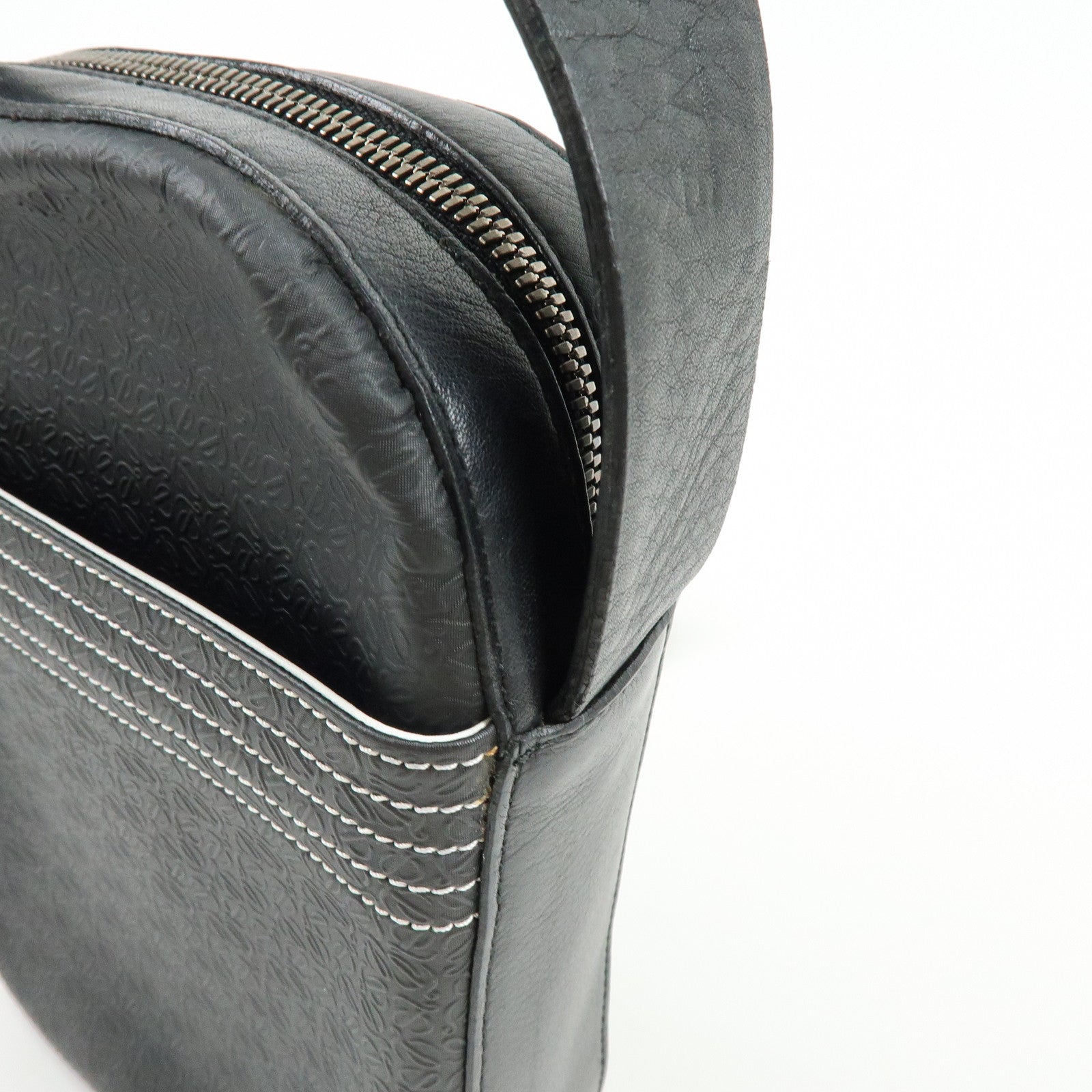 LOEWE Repeat Anagram PVC Leather Shoulder Bag Crossbody Bag Black