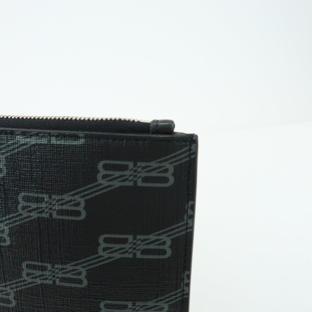 BALENCIAGA Signature PVC Leather Clutch Bag Flat Pouch Black 702627
