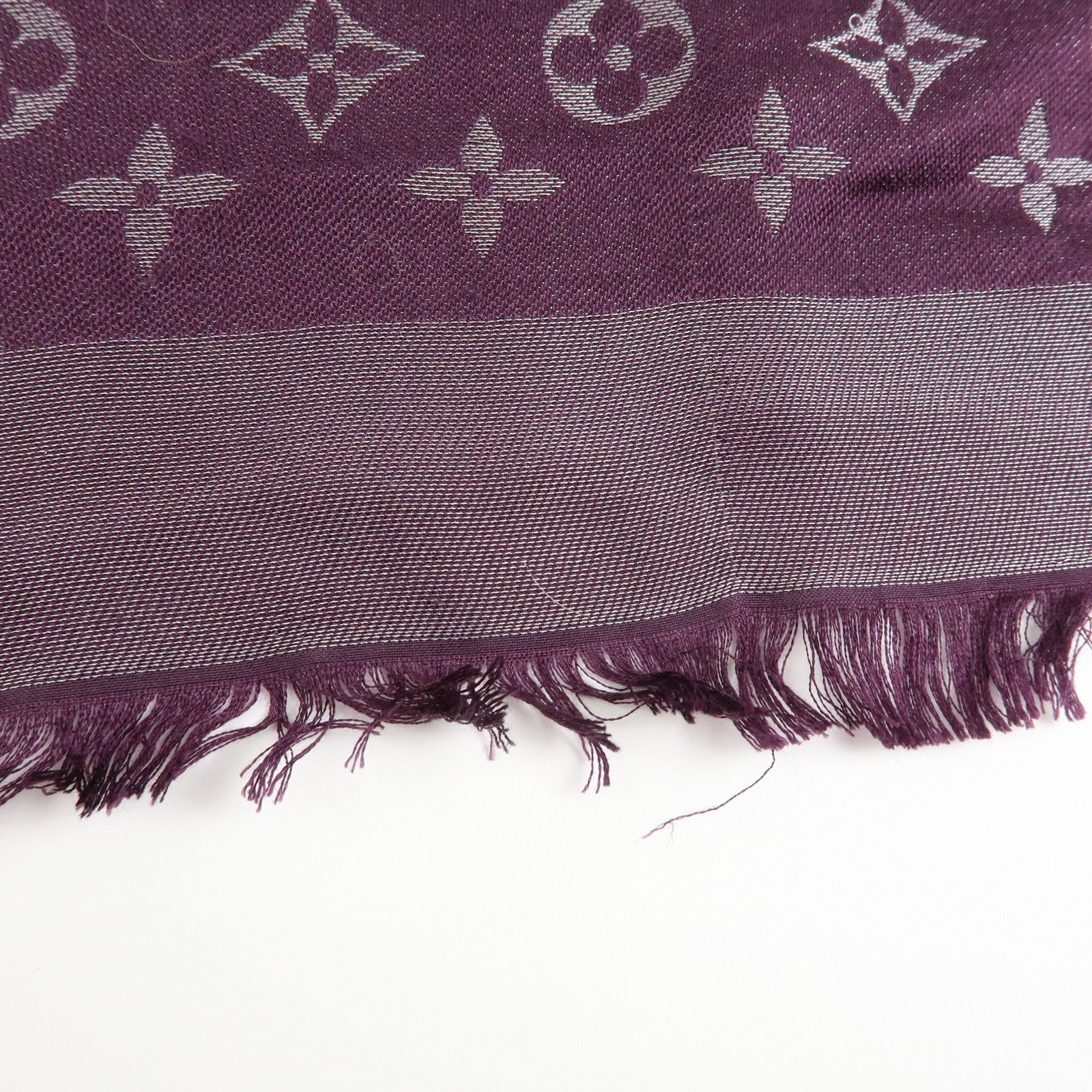Louis Vuitton Shawl Monogram Silk Rayon Wool Scarf Amarante M75124