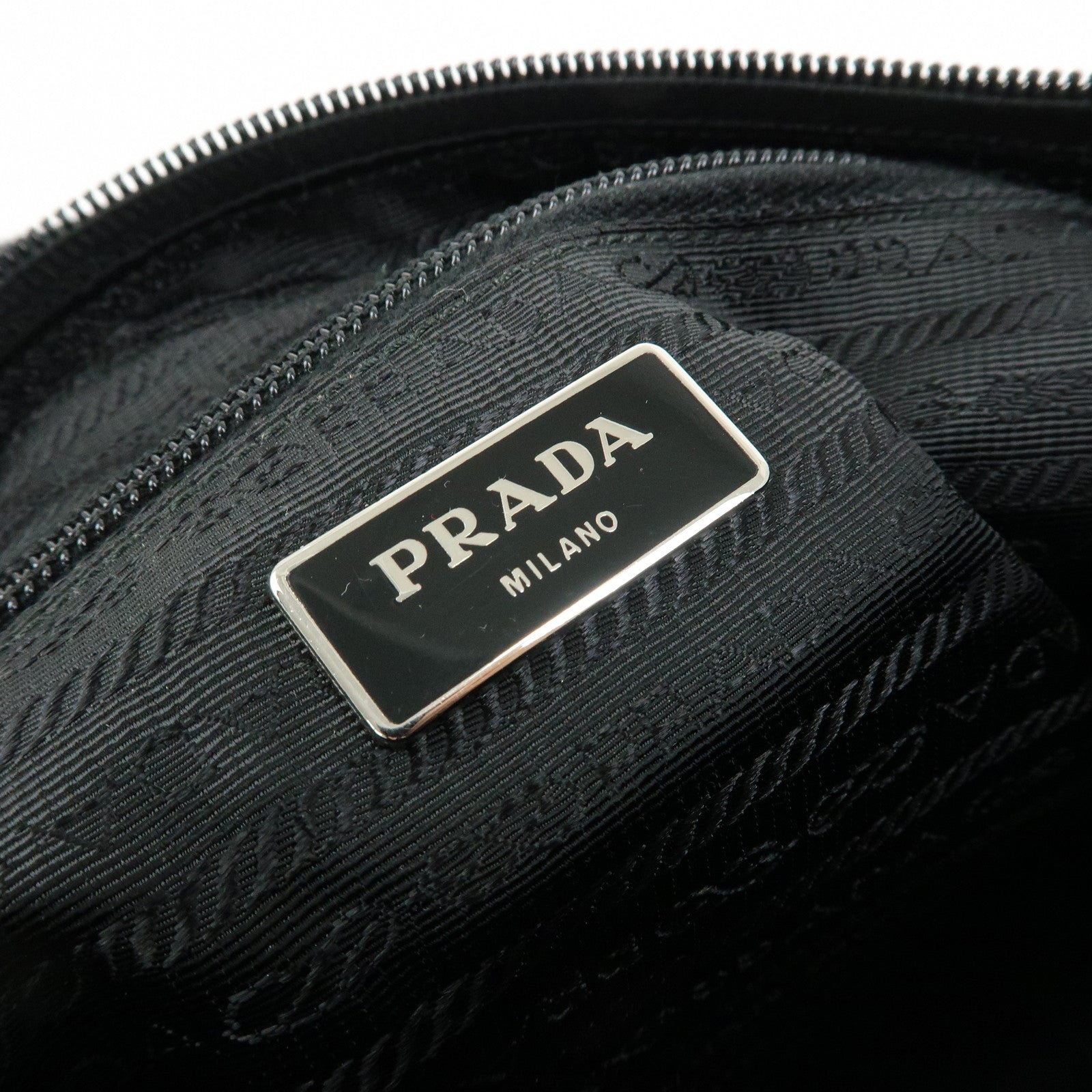 PRADA Triangle Logo Nylon Leather Shoulder Bag Crossbody Bag Black