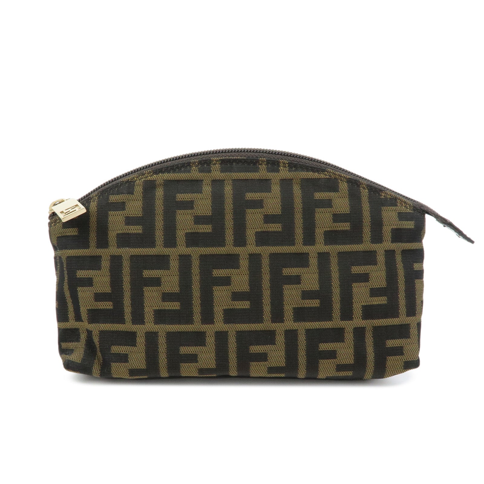 FENDI  Zucca Canvas Pouch Cosmetic Pouch Brown Gold 7N0005