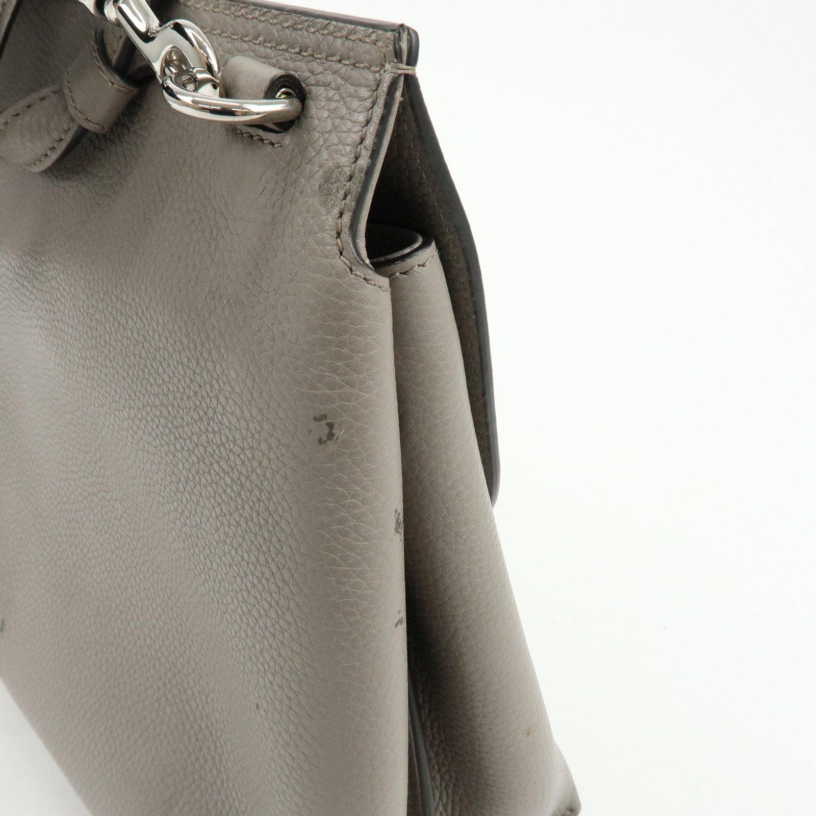 GUCCI Bamboo Leather 2WAY Bag Shoulder Bag Grey 392013