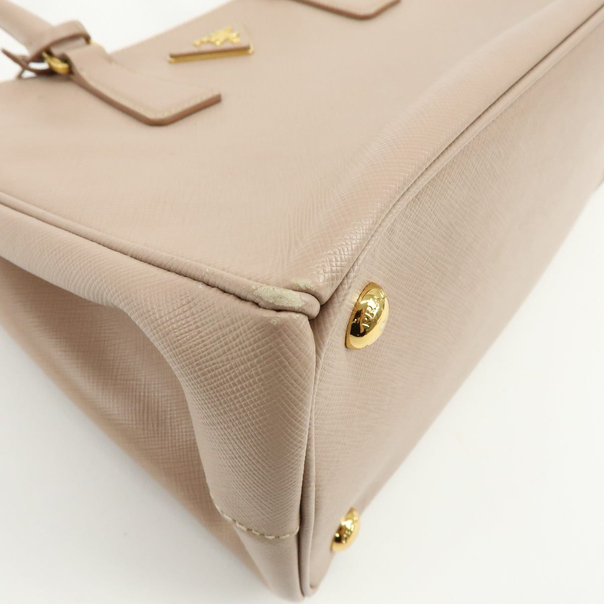 PRADA Triangle Logo Galleria Saffiano Leather 2Way Bag Beige BN1801