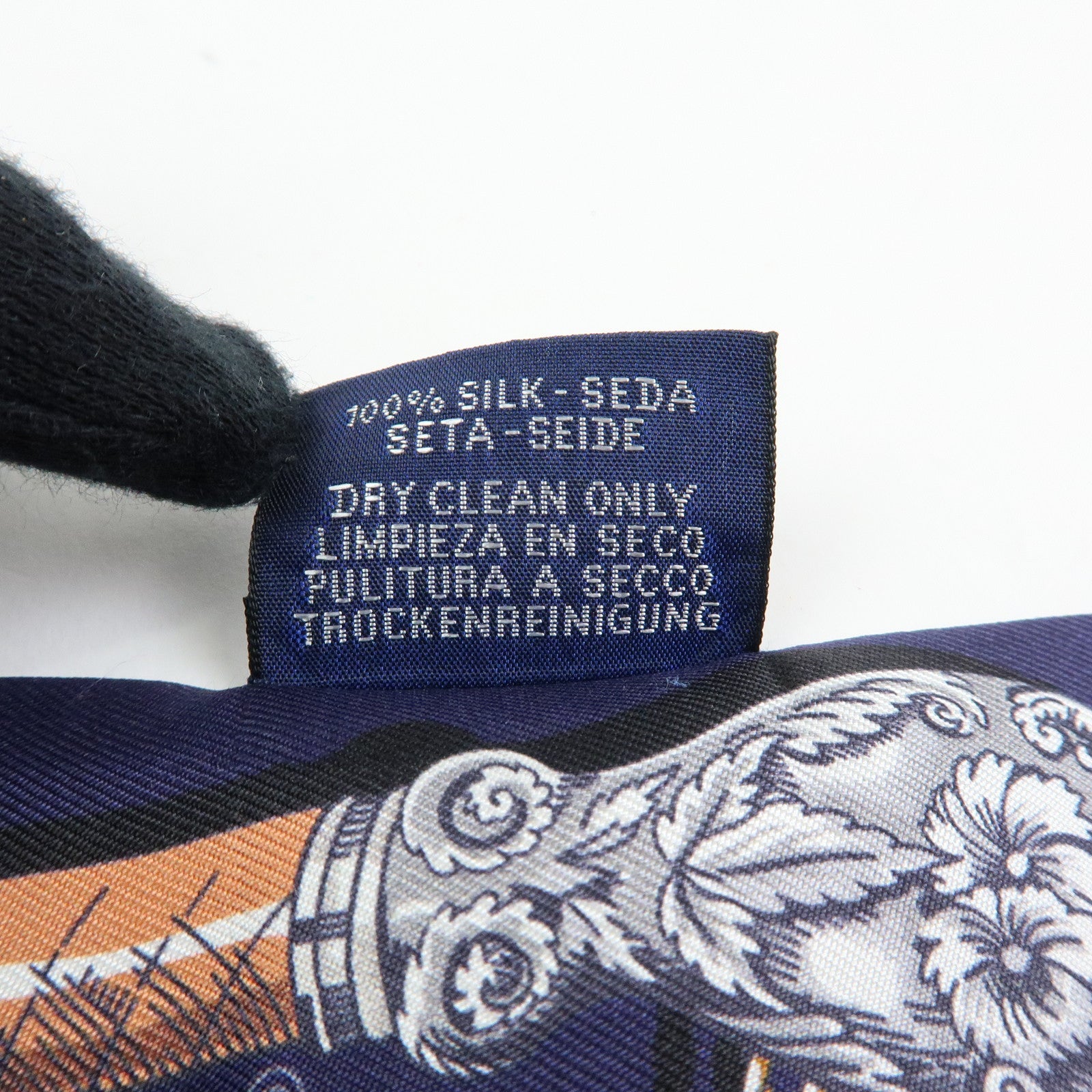 HERMES Twilly Silk 100% Scarf Cavalcades Dressage Whip Print Navy