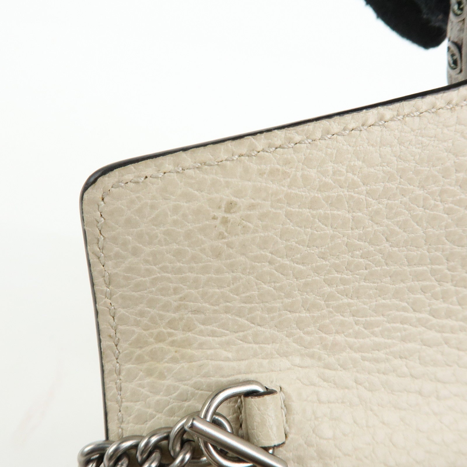 GUCCI Dionysus Super Mini Bag Leather Chain Shoulder Bag White 476432