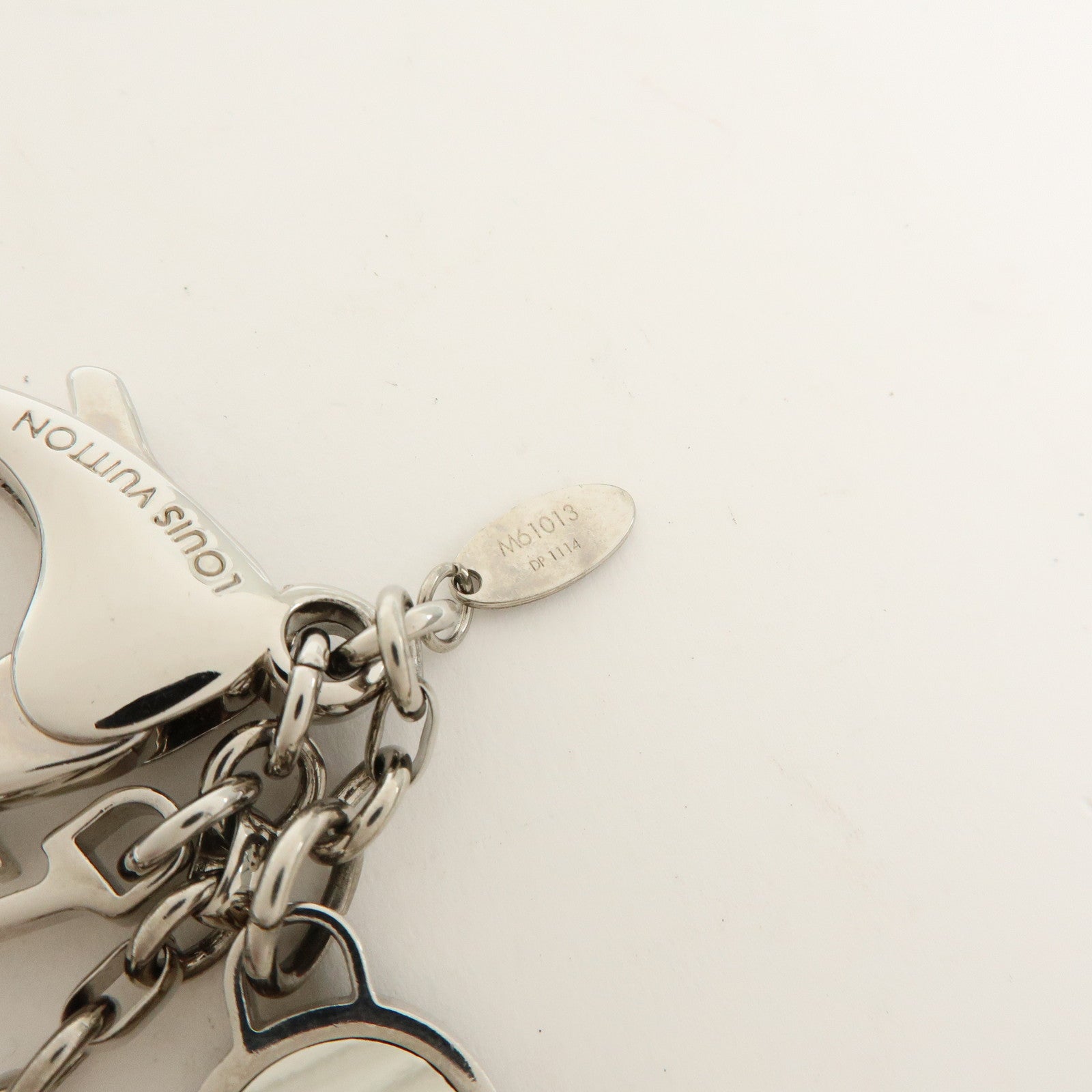 Louis Vuitton Epi Limy Metal Bag Charm Key Ring Silver Pink M61013