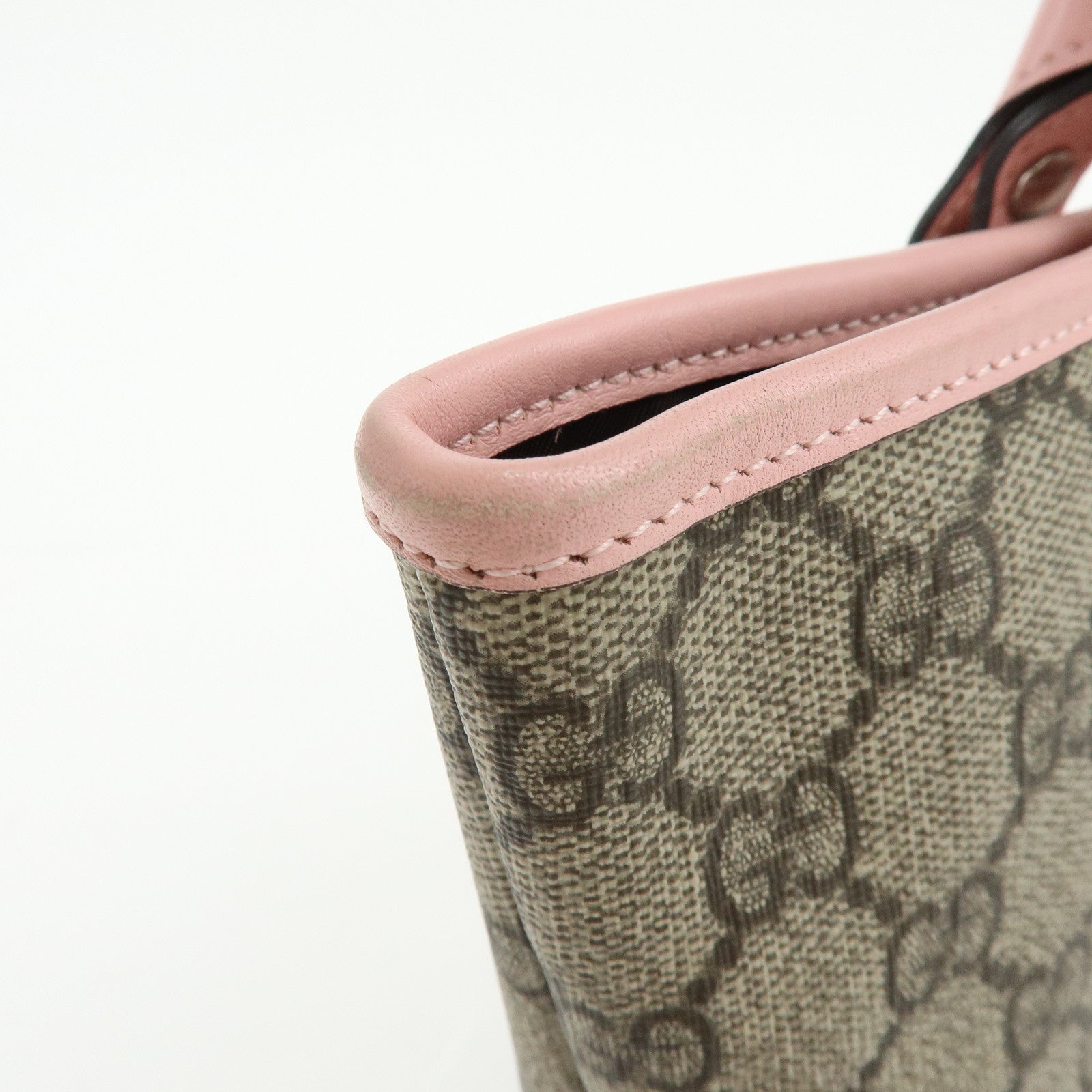 GUCCI Children's GG Supreme Leather Tote Bag Hand Bag Beige Pink 297557