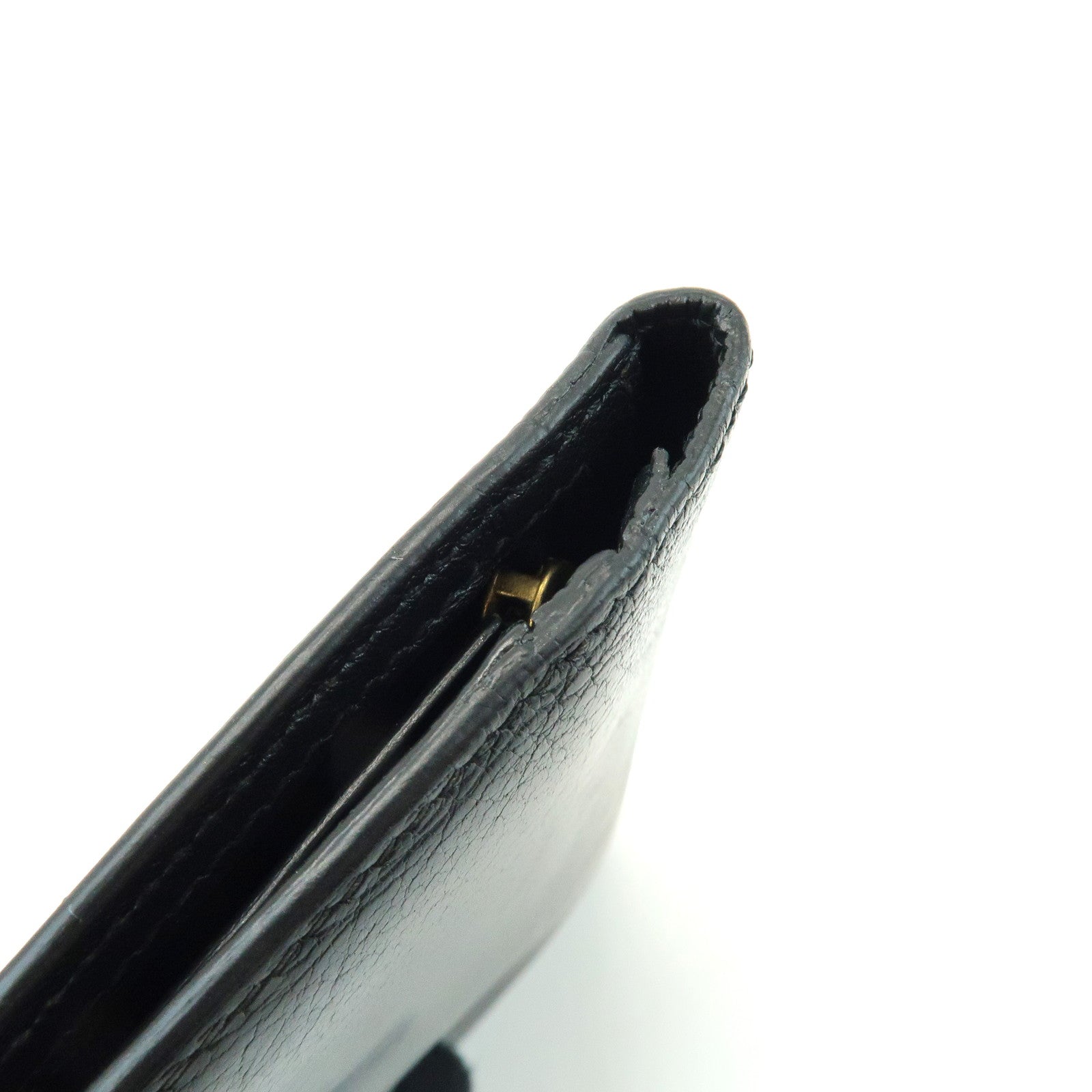 HERMES Bearn Calf Leather Bi-fold Long Wallet □I Stamped Black