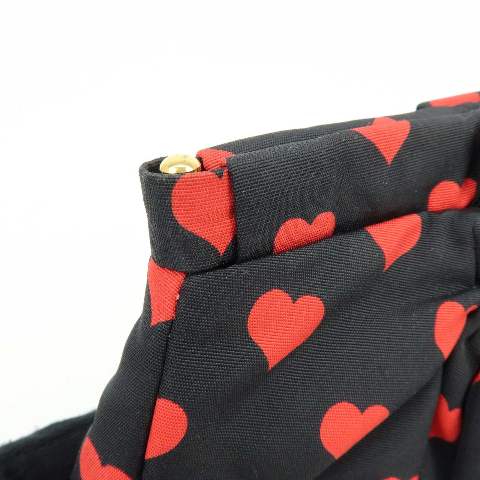 MIU MIU Nylon Heart Clutch Bag Pouch Black Red 5ND012