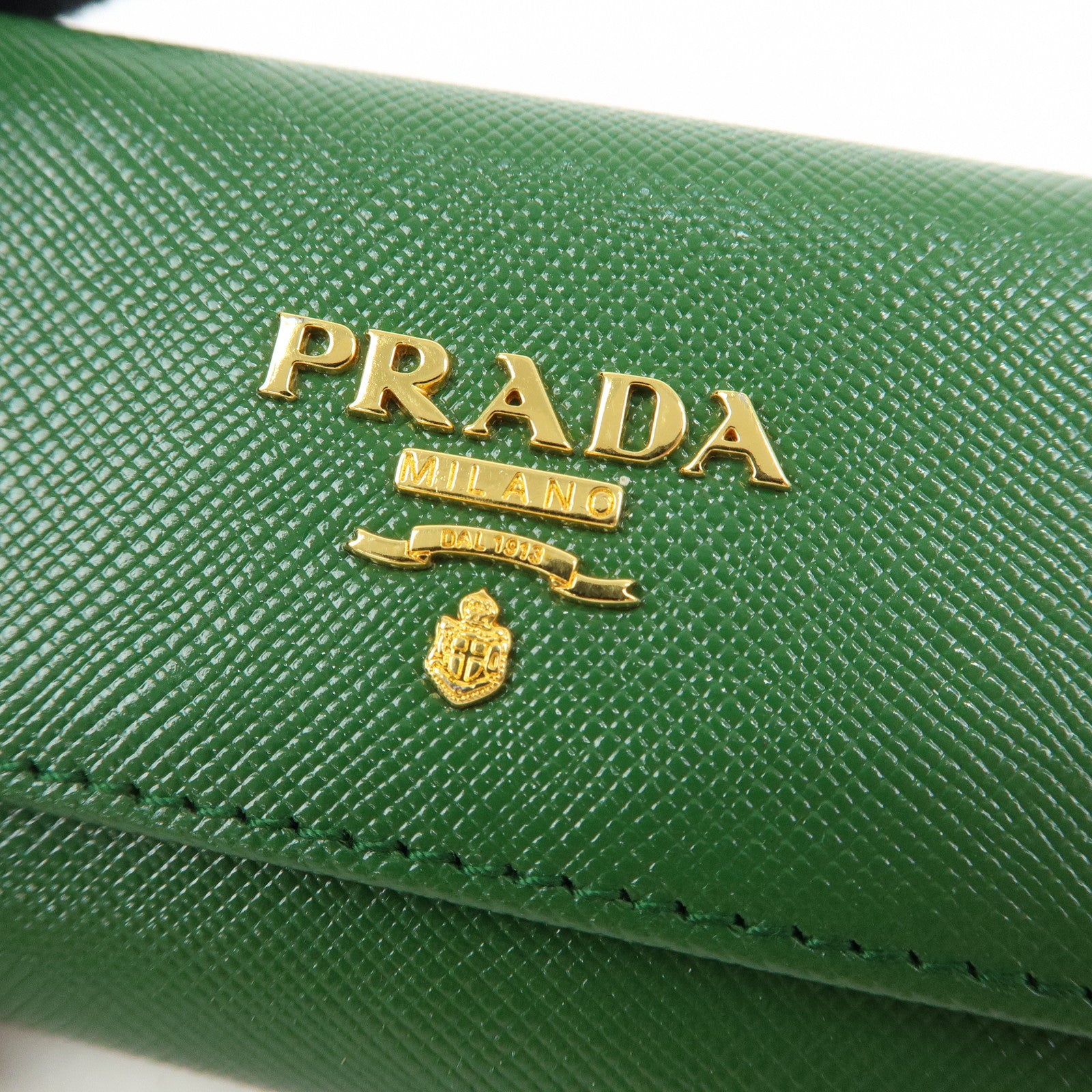 PRADA Logo Saffiano Leather 6 Rings Key Case Key Holder Green 1M0222
