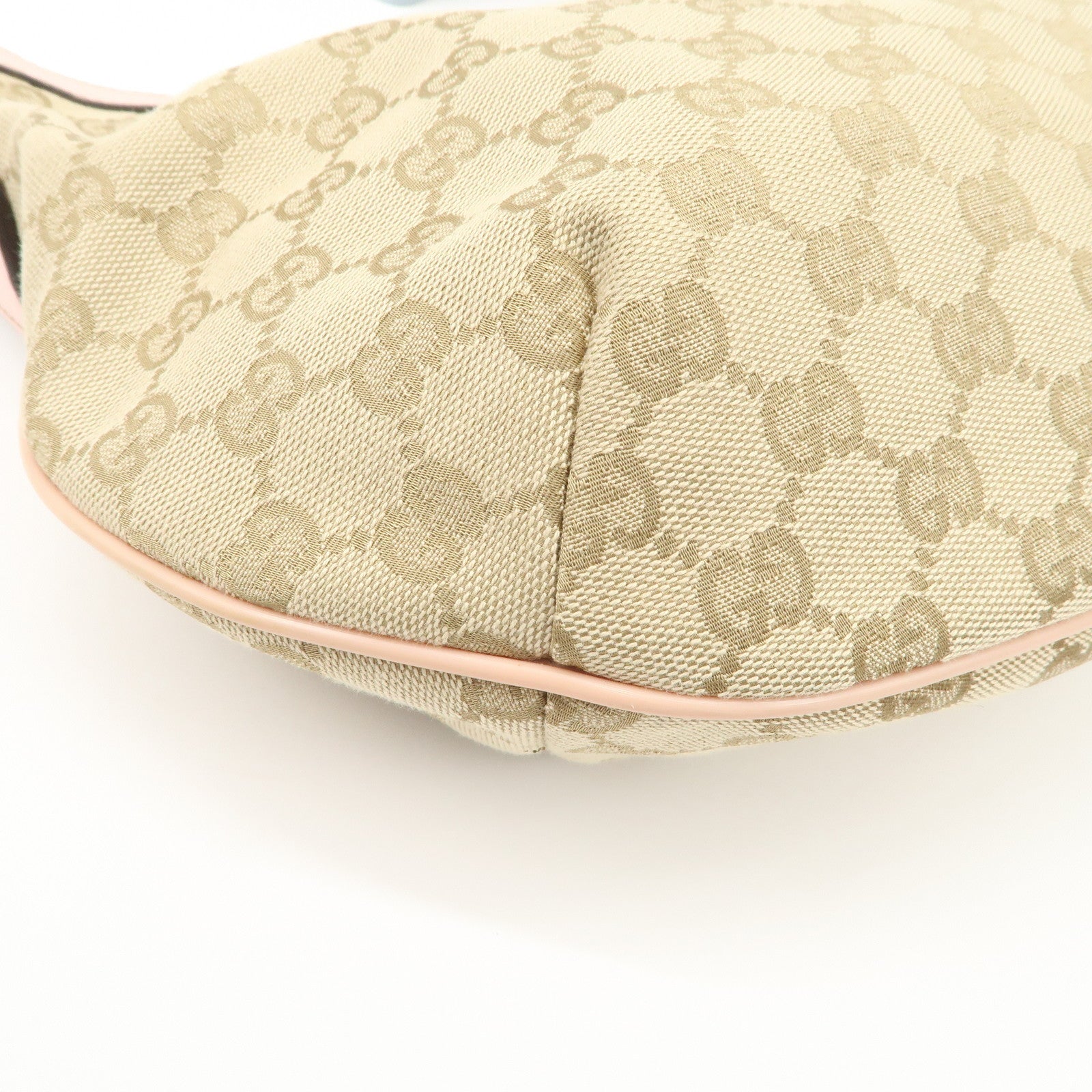 GUCCI GG Canvas Leather Shoulder Bag Crossbody Bag Beige Pink 181092 Used