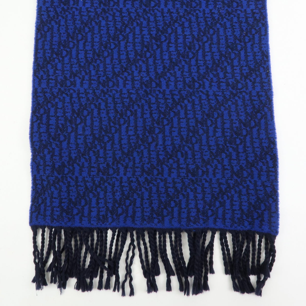 FENDI Zucca Lot of 2 Wool 100% Fringe Scarf Brown Blue