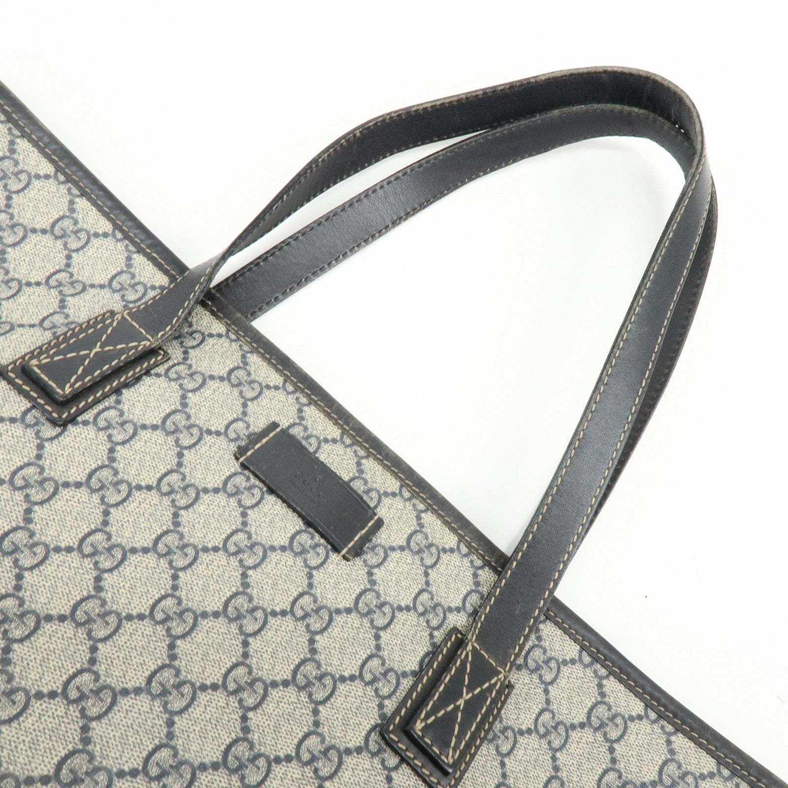 GUCCI GG Supreme Leather Tote Bag Shoulder Bag Beige Blue 211137