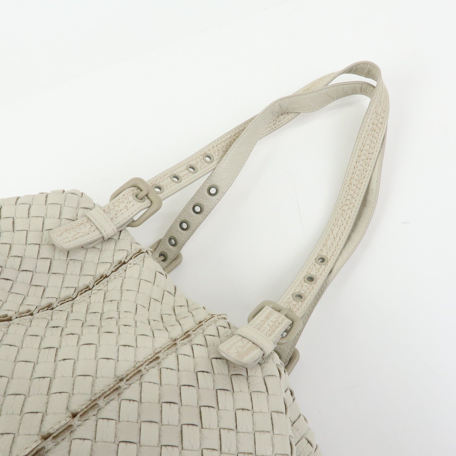 BOTTEGA VENETA Intrecciato Leather Shoulder Bag Hand Bag Ivory