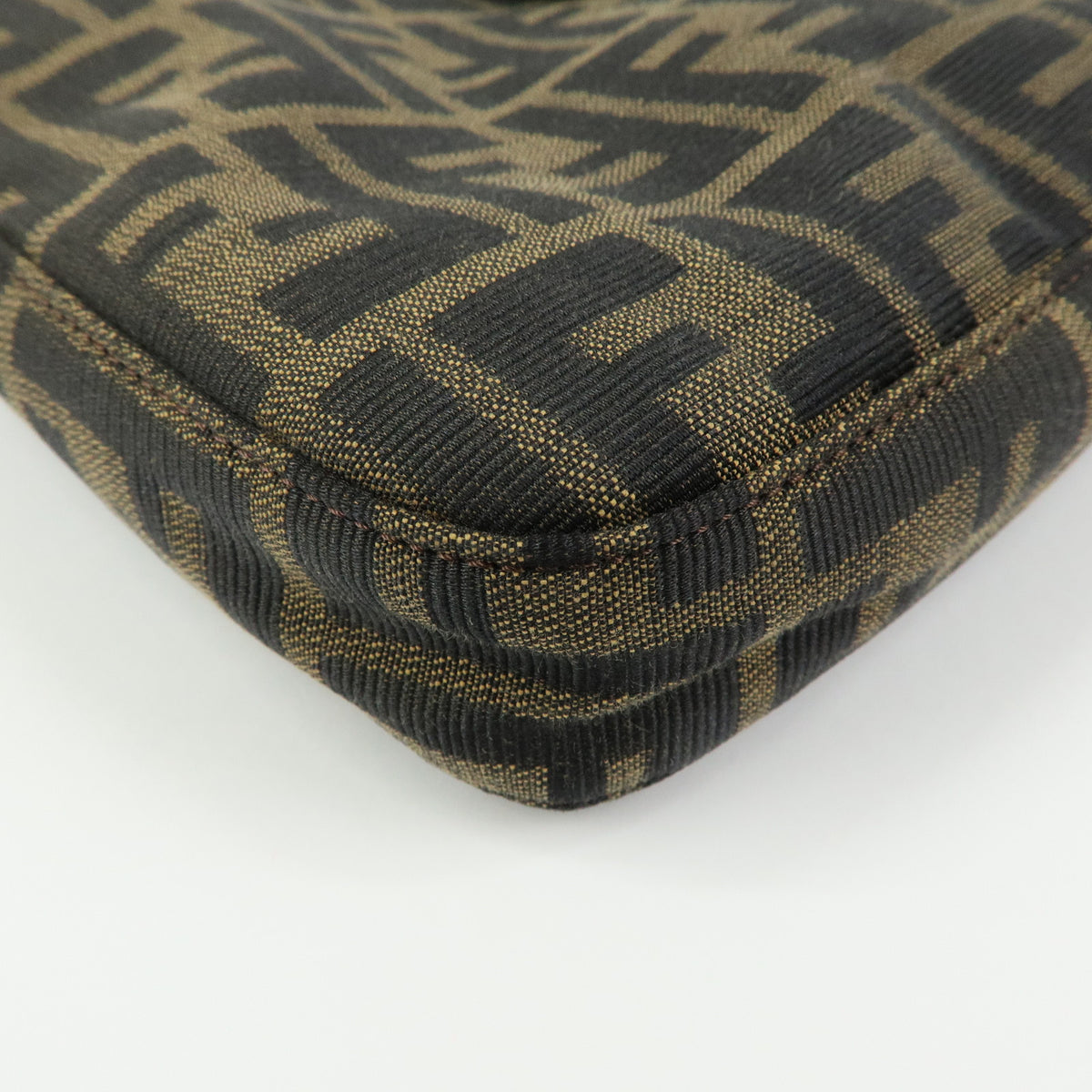 FENDI Zucca Canvas Leather Shoulder Bag Hand Bag Black Brown 26569