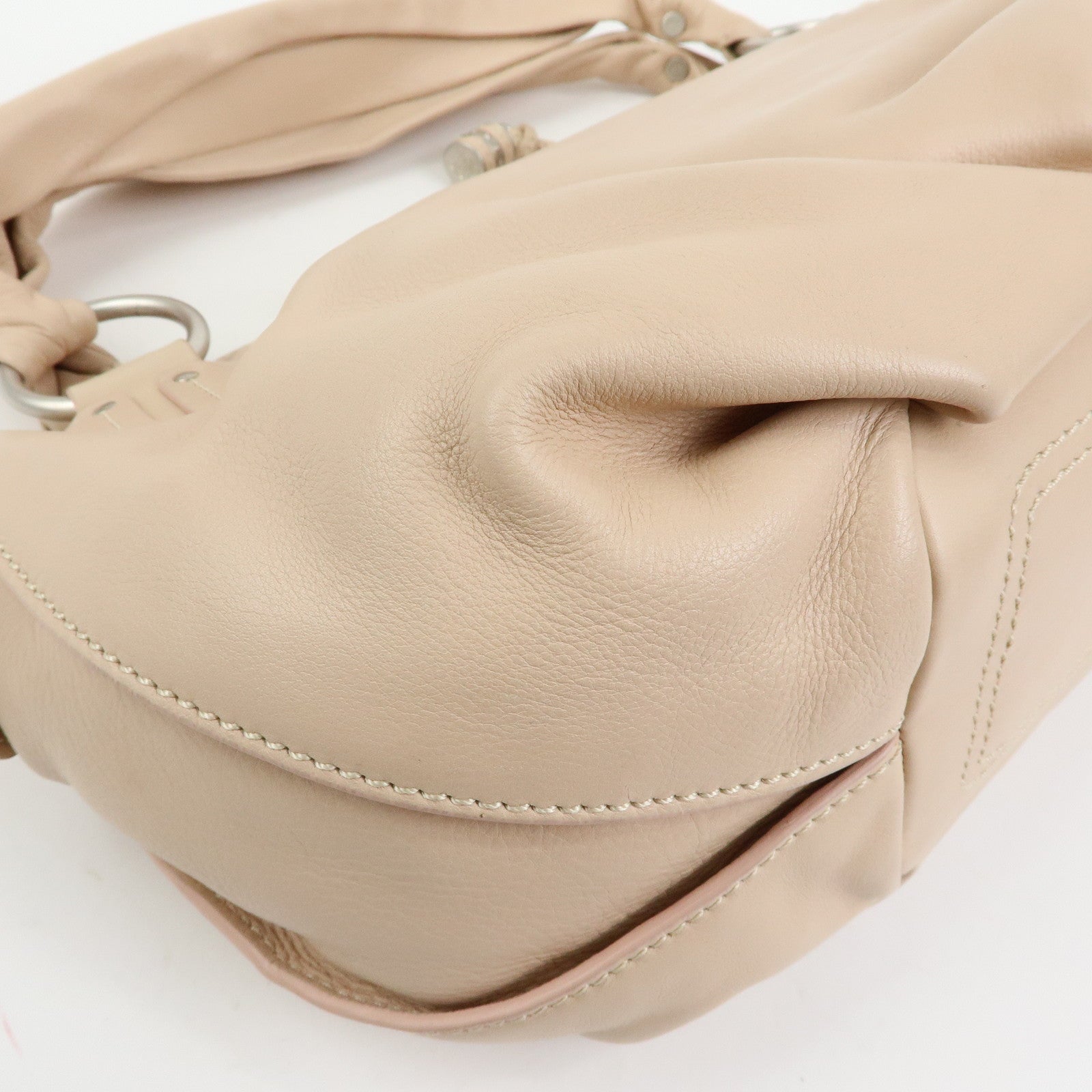 CELINE Bittersweet Leather Shoulder Bag Hand Bag Pink Beige