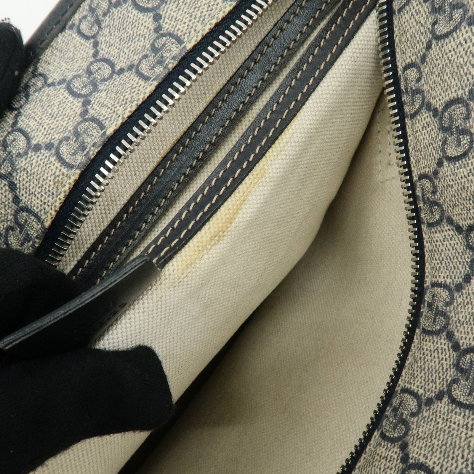 GUCCI GG Supreme Leather Tote Bag Shoulder Bag Beige Blue 211137