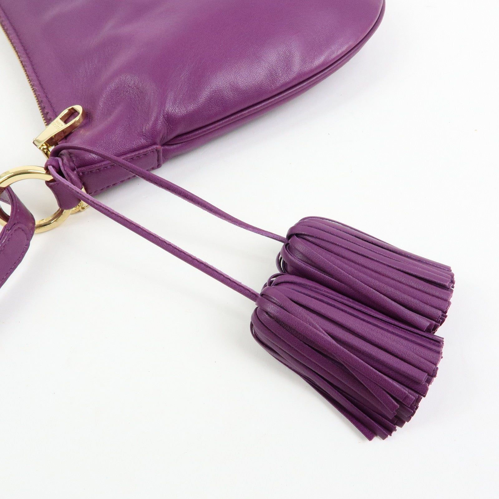 LOEWE Anagram Nappa Leather Shoulder Bag Hand Bag Brown Purple