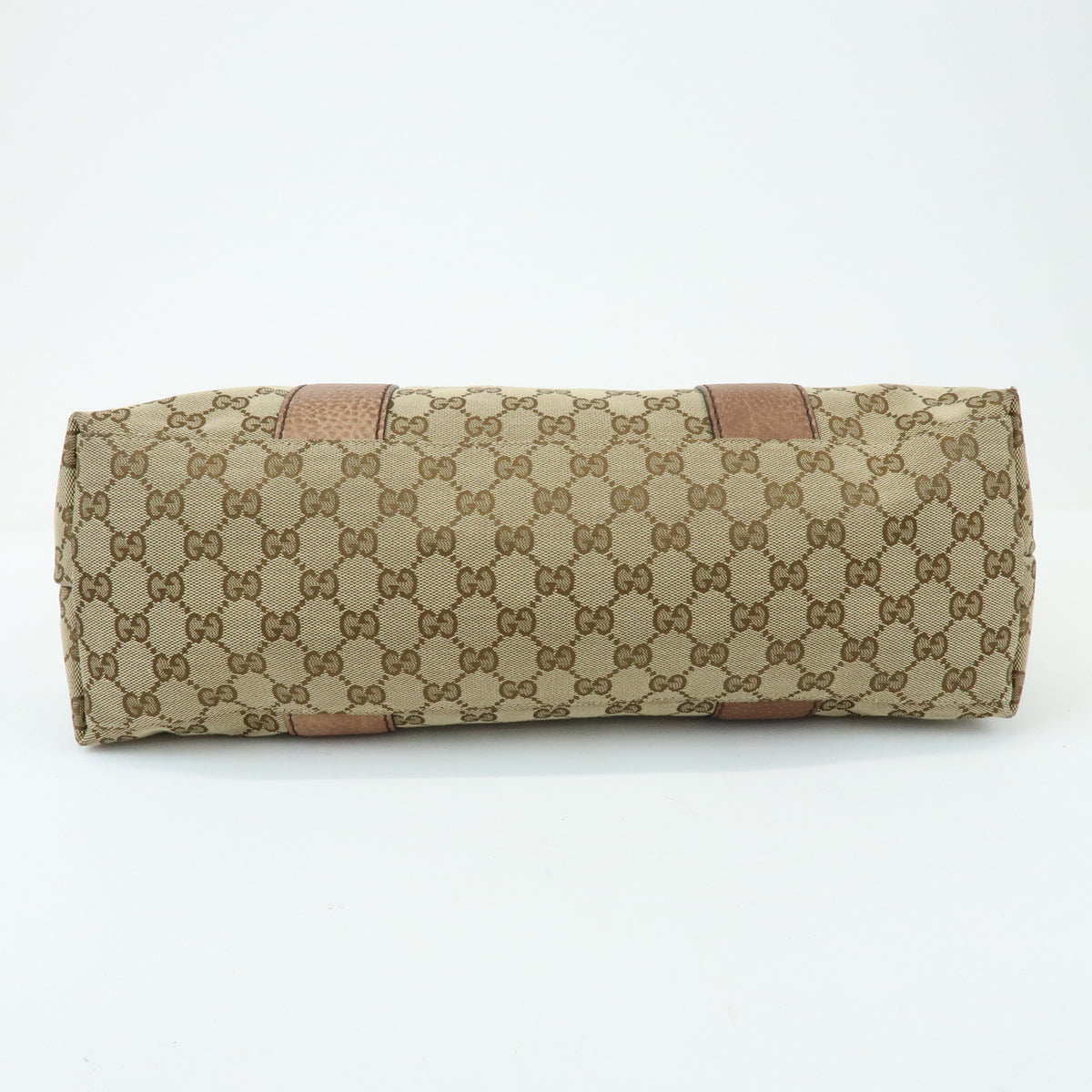 GUCCI Bamboo GG Canvas Leather Tote Bag Beige Brown 232947
