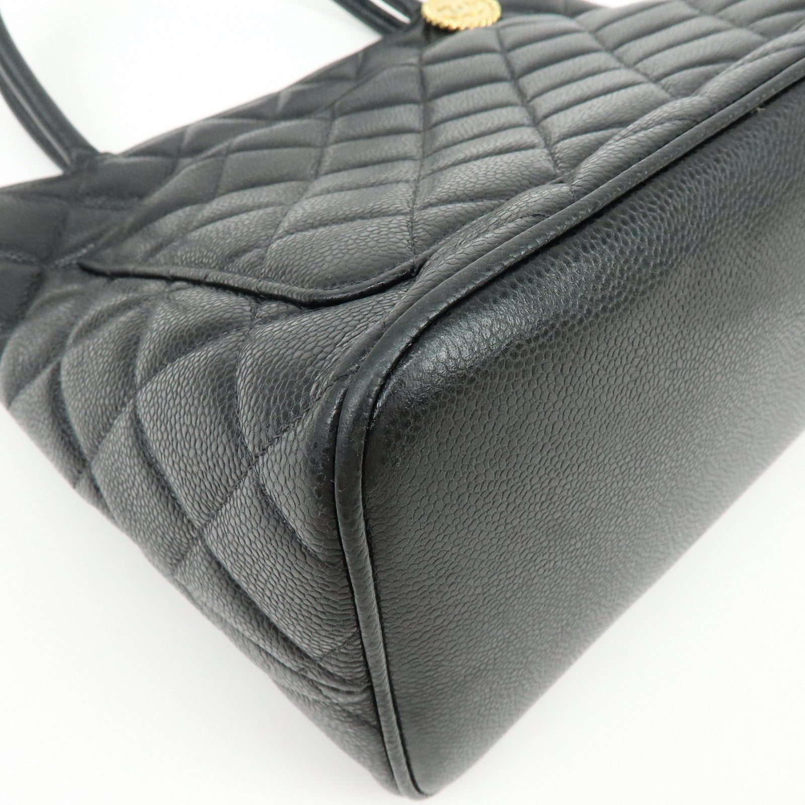 CHANEL Matelasse COCO Mark Medallion Tote Bag Hand Bag Black A01804