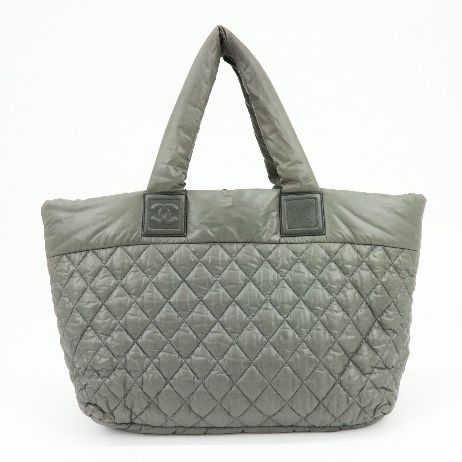 Chanel Nylon Leather Coco Cocoon Medium Tote Bag Khaki A48611