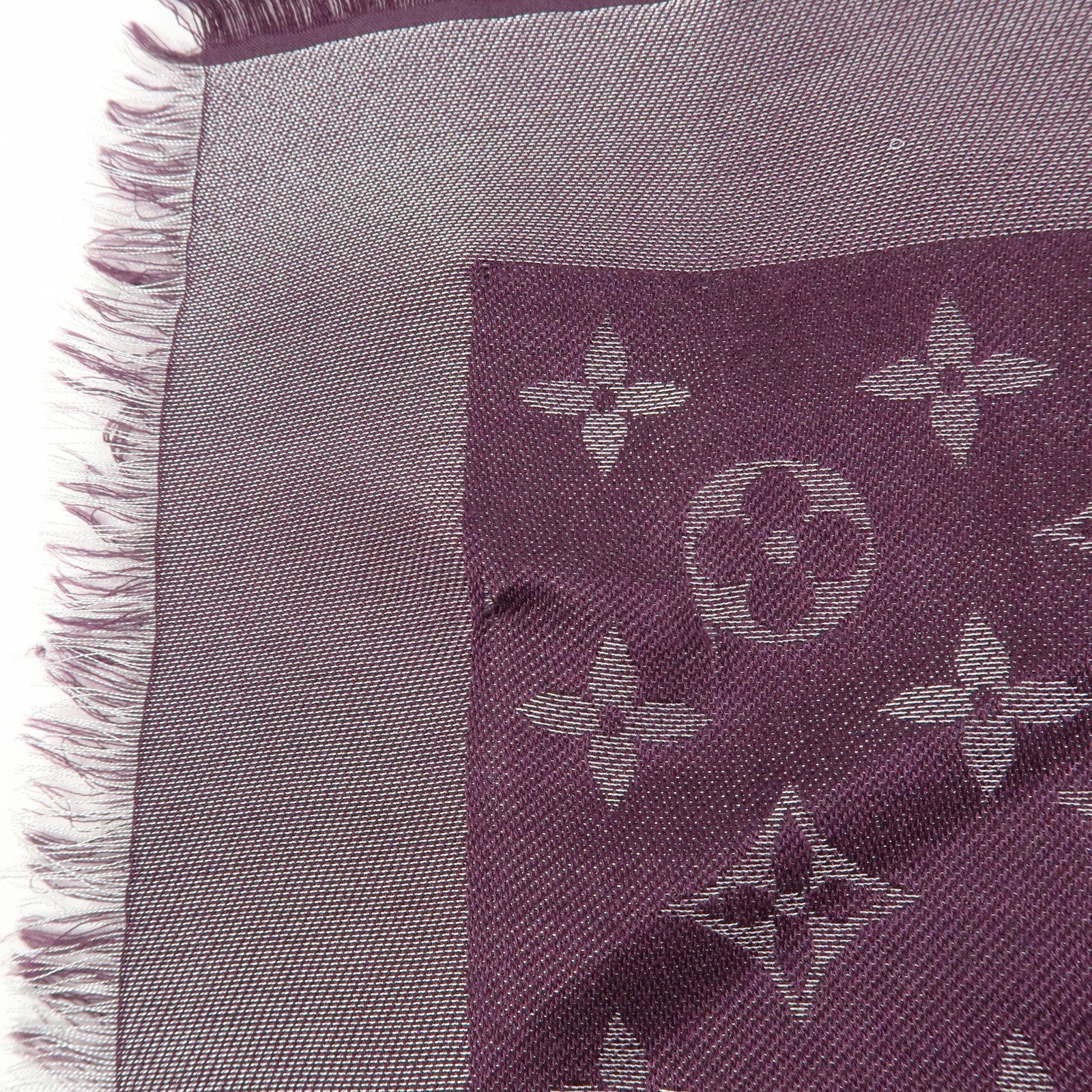 Louis Vuitton Shawl Monogram Silk Rayon Wool Scarf Amarante M75124
