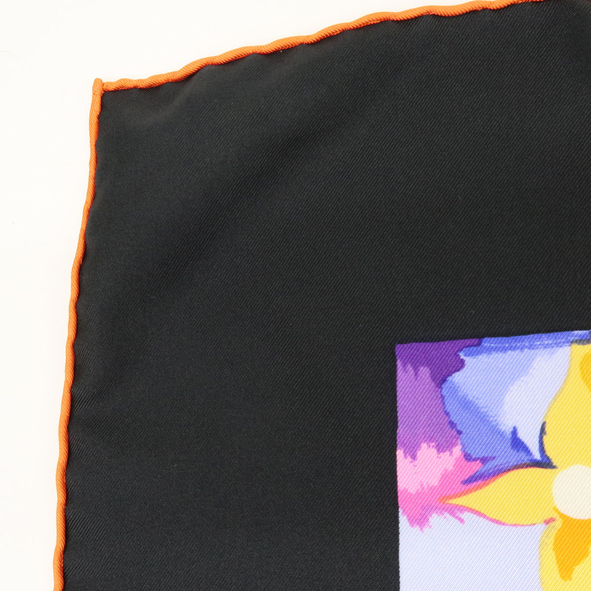 Louis Vuitton Monogram Carre 90 Silk 100% Scarf Au Fil Du Temps black