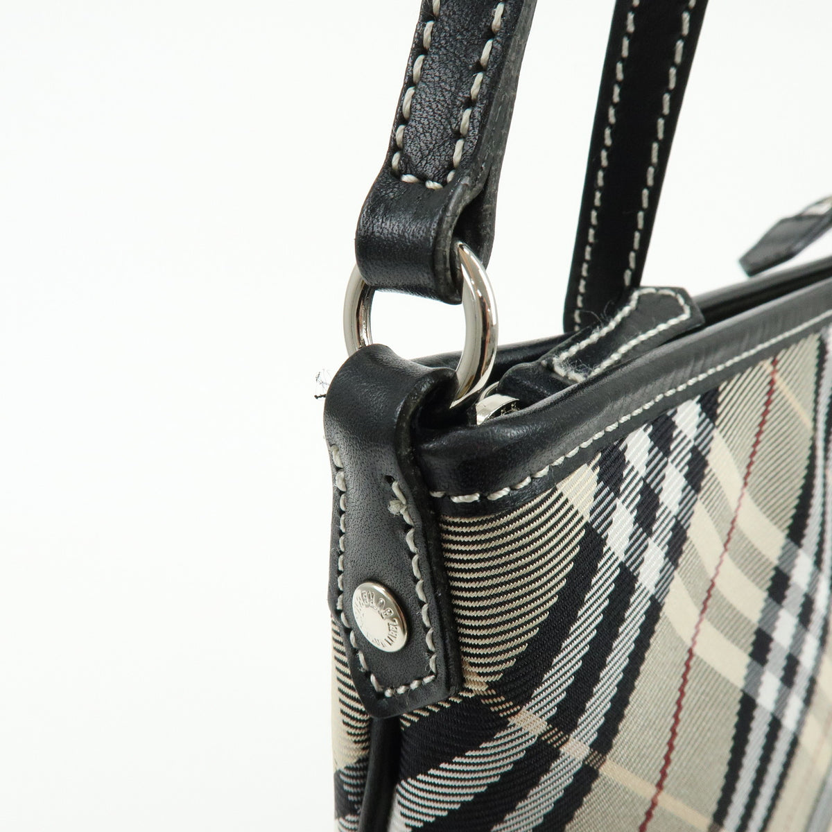 BURBERRY Blue Label Nova Plaid Canvas Leather Shoulder Bag Beige Black