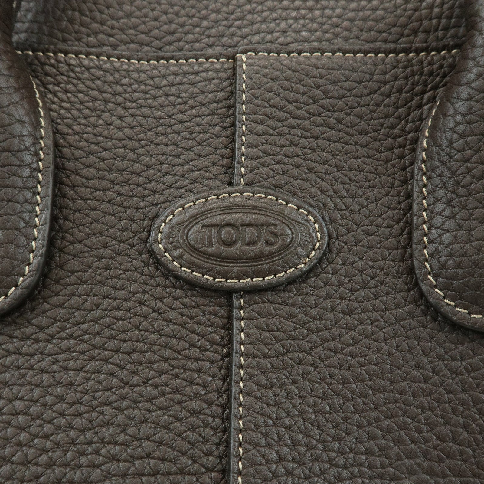 TOD'S Di Leather 2Way Bag Hand Bag Shoulder Bag Dark Brown
