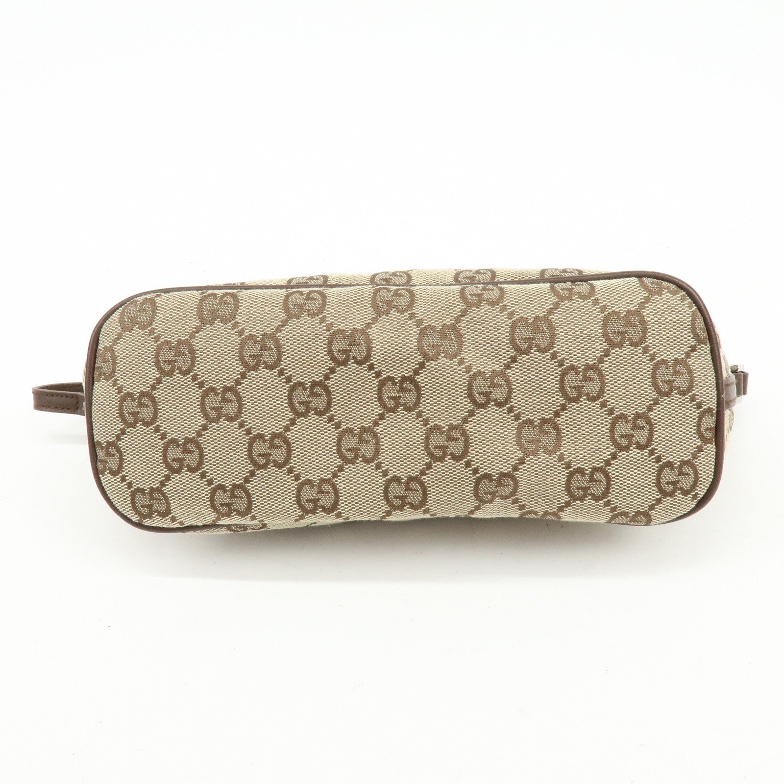 GUCCI Boat Bag GG Canvas Accessory Pouch Hand Bag Beige Brown 07198