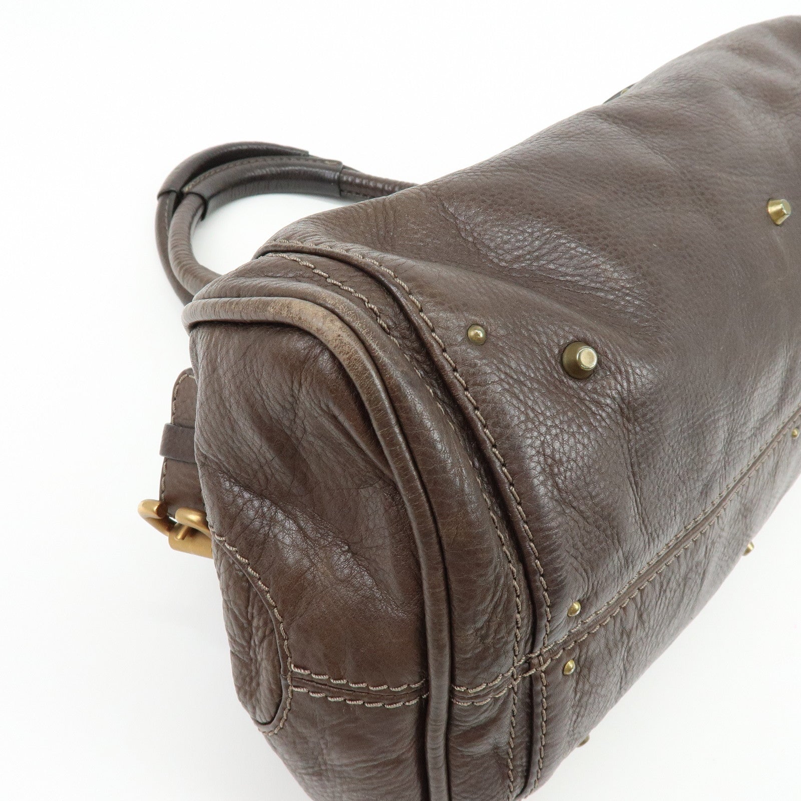 Chloe Paddington Leather Hand Bag Shoulder Bag Dark Brown
