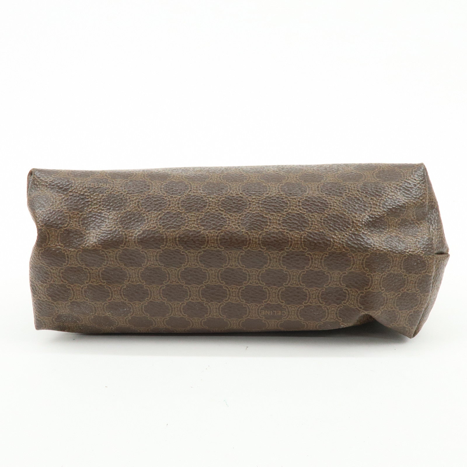 CELINE Macadam PVC Leather Pouch Cosmetic Pouch Brown
