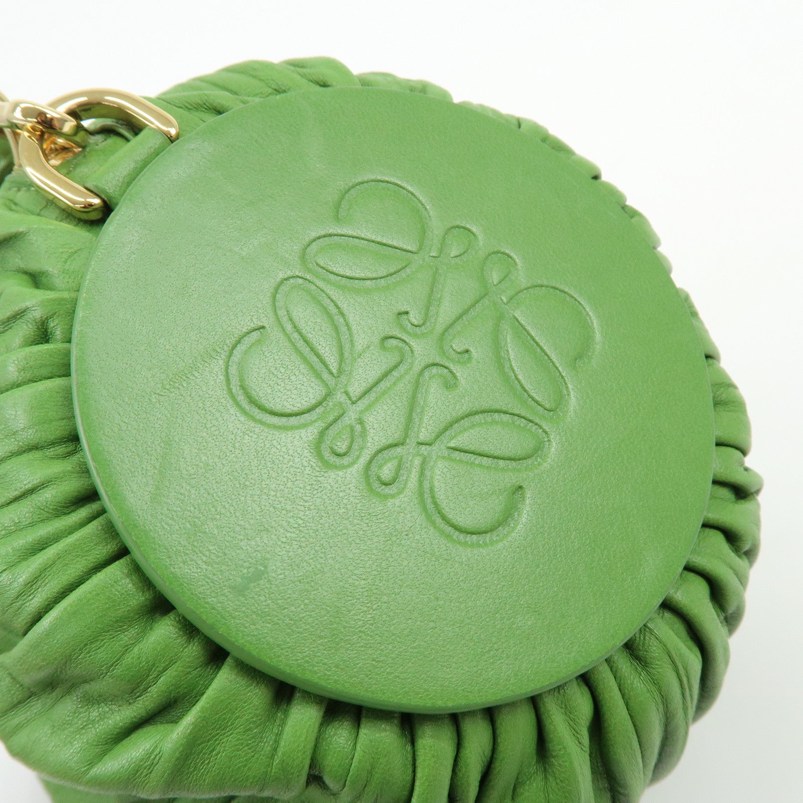 LOEWE Anagram Nappa Leather Shoulder Bag Bracelet Pouch Green