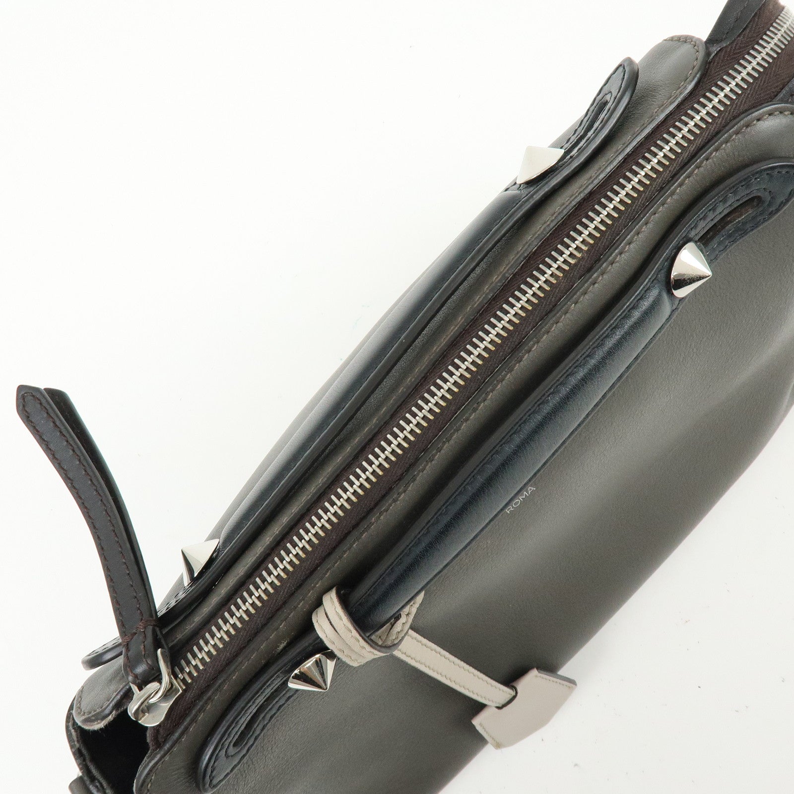 FENDI By The Way Medium 2Way Bag Hand Bag Shoulder Bag Gray 8BL146