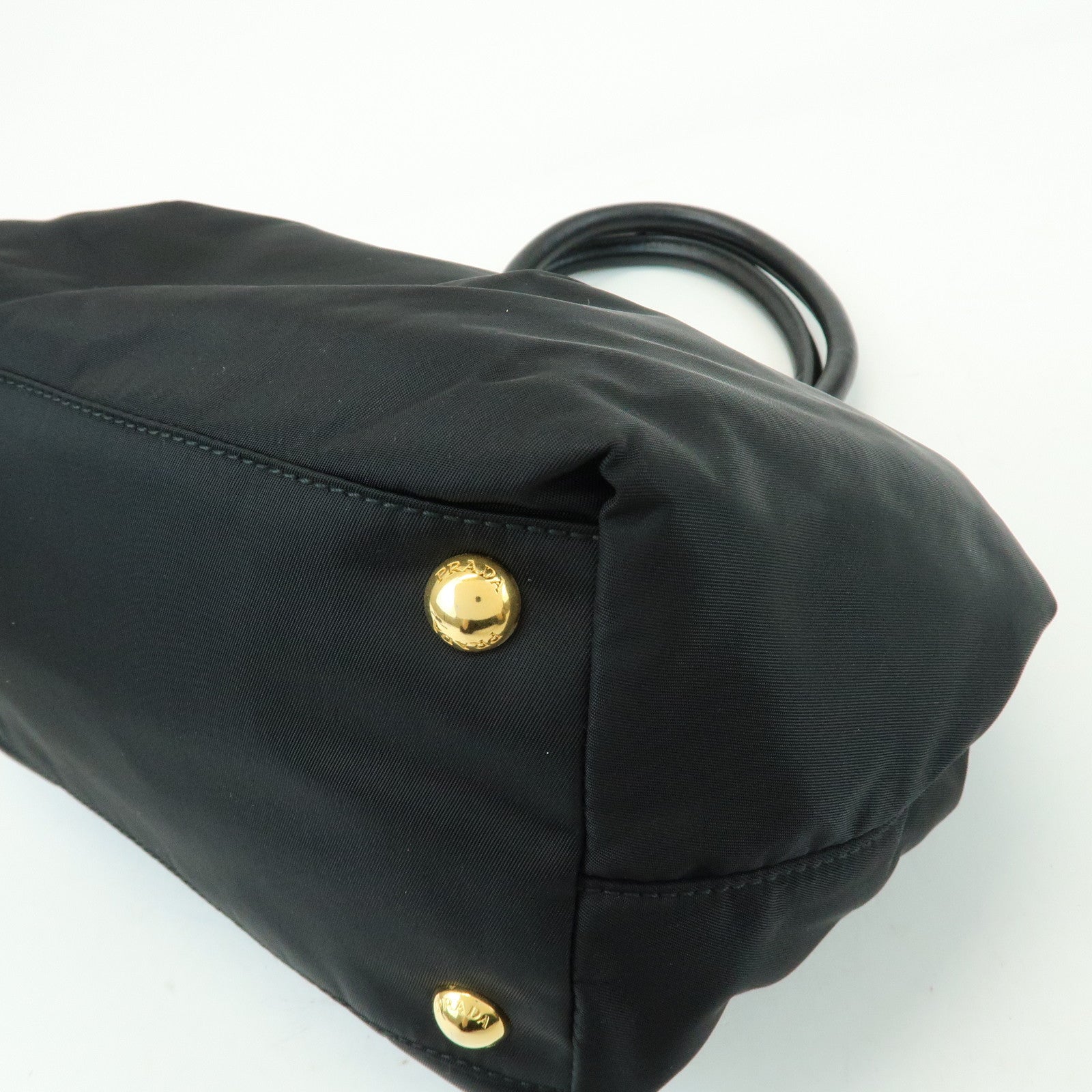 PRADA Nylon Leather Ribbon 2Way Bag Hand Bag Shoulder Bag Black