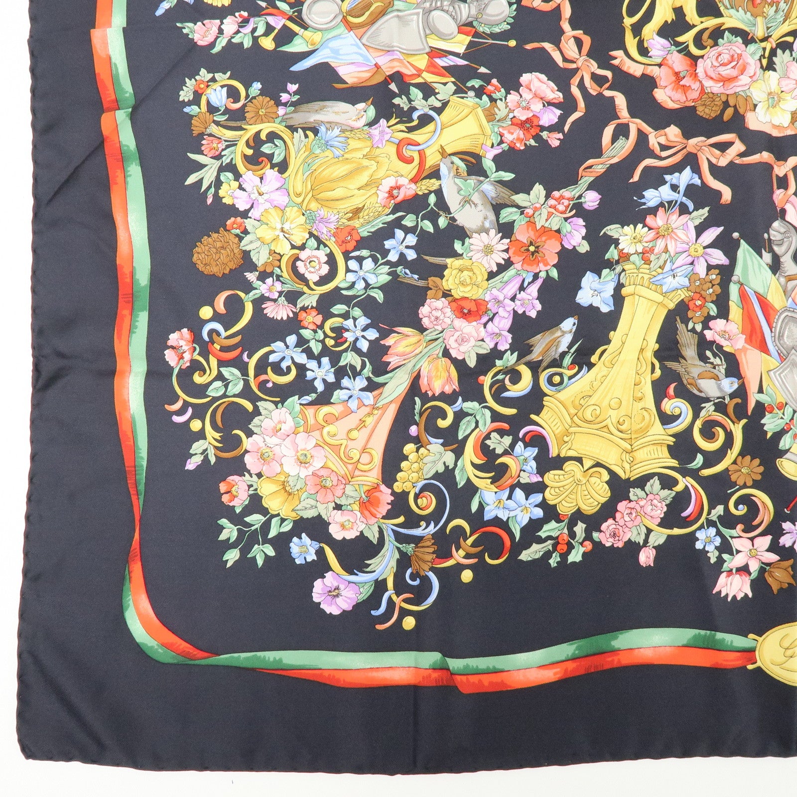 GUCCI Lot of 2 Silk 100% Scarf Black Red Yellow Pink Brown