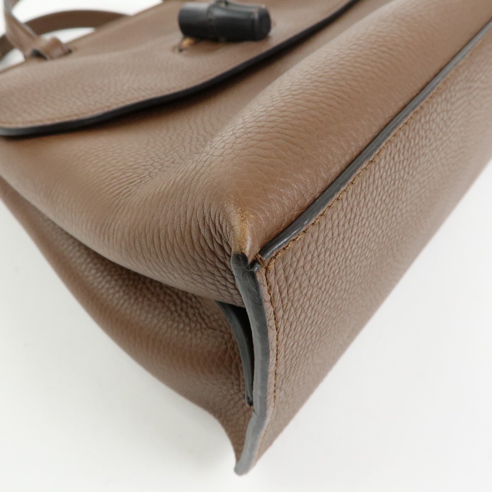 GUCCI Bamboo Daily Medium Leather 2Way Bag Limited Edition Brown 39201