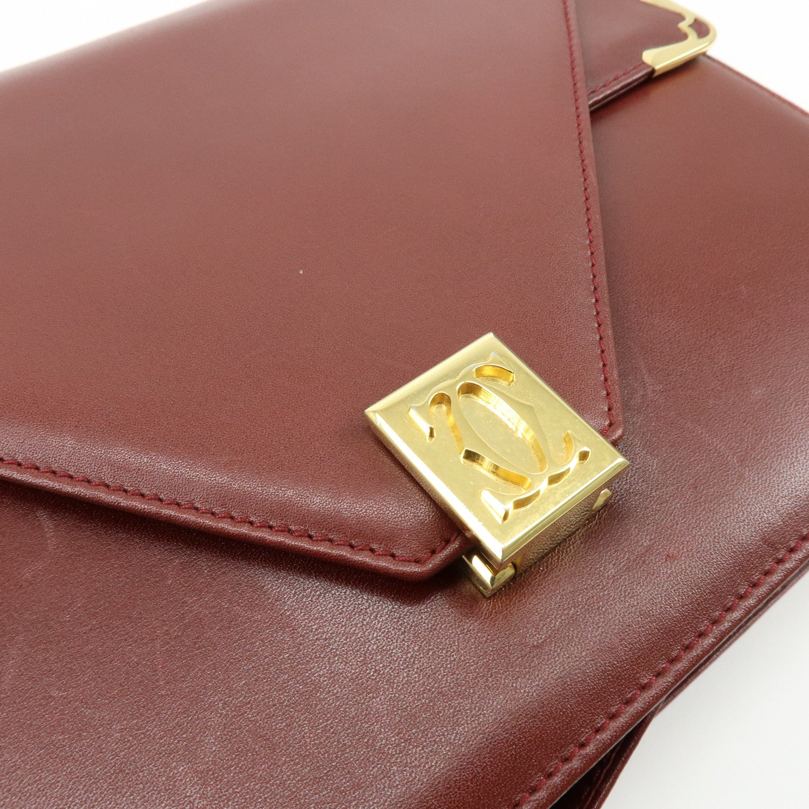 Cartier Must de Cartier Leather Double Flap Shoulder Bag Boudreaux