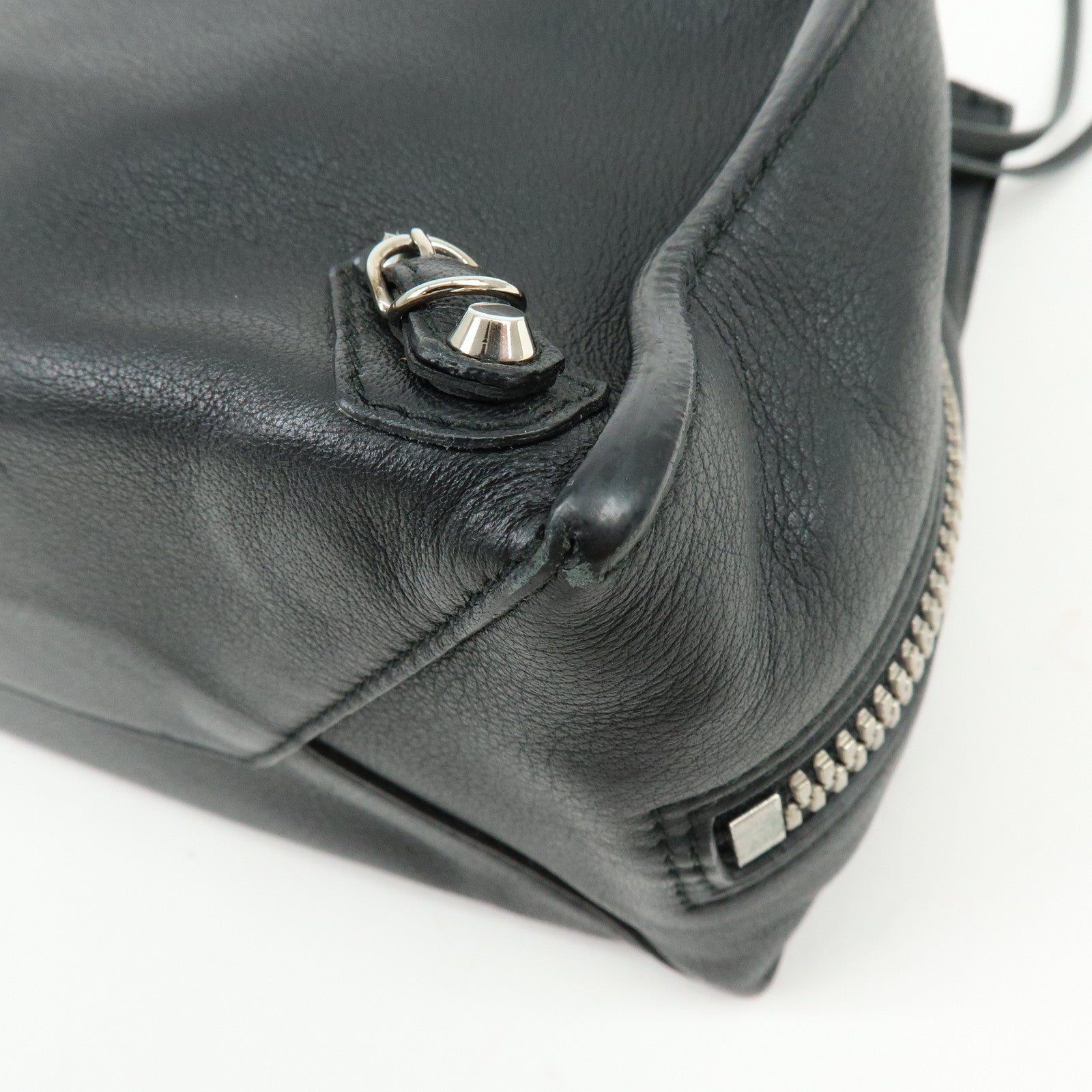BALENCIAGA Paper A6 Mini Leather 2Way Hand Shoulder Bag Black 370926