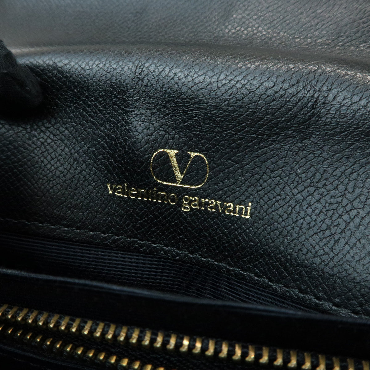 VALENTINO V Logo Leather Shoulder Bag Crossbody Bag Tassel Charm Black