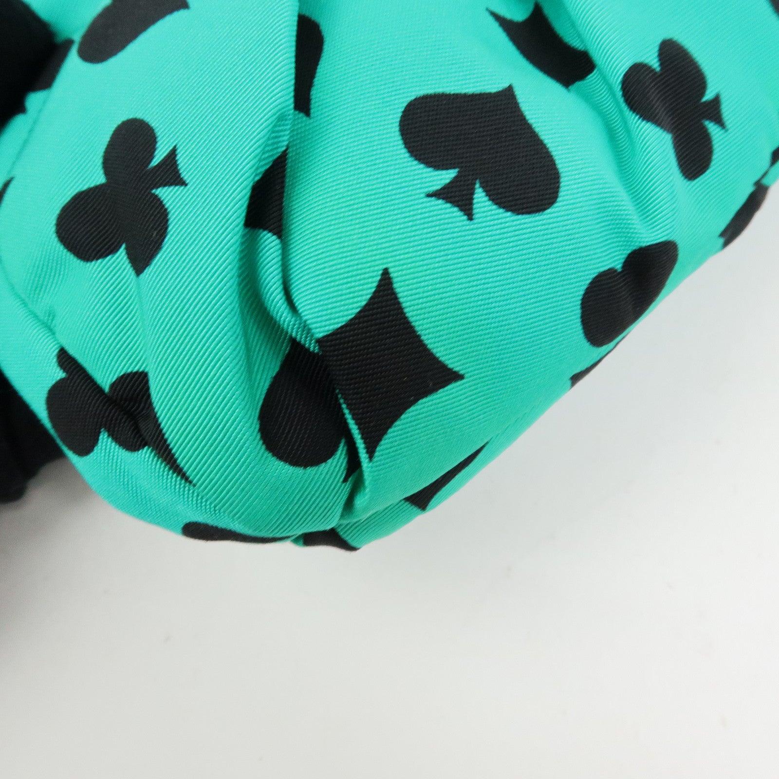 MIU MIU Nylon Playing Card Print Clutch Bag Cosmetic Pouch Green