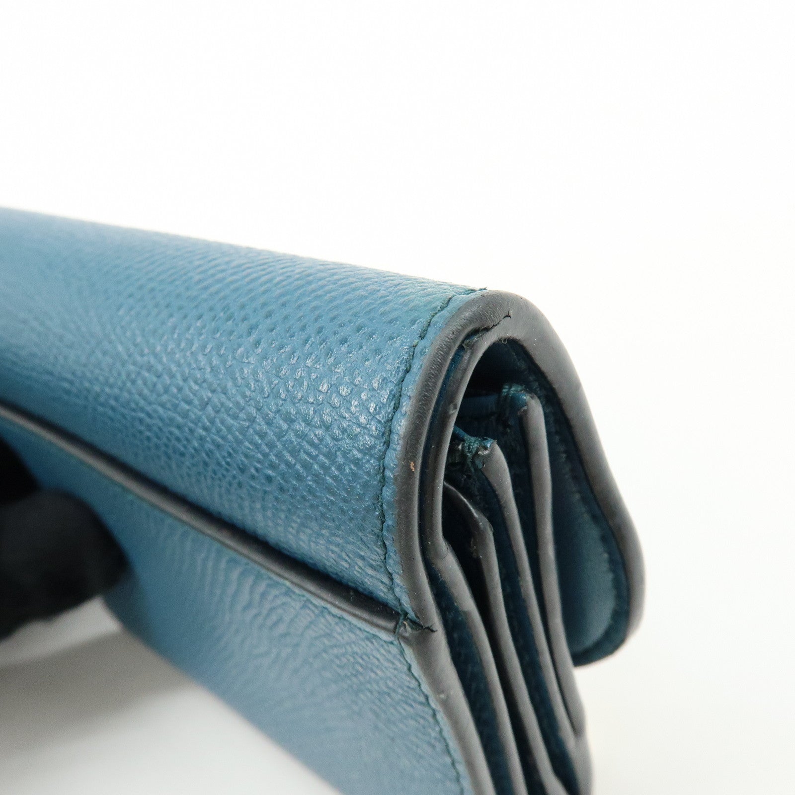 Christian Dior Saddle Leather Tri-Fold Compact Wallet Blue